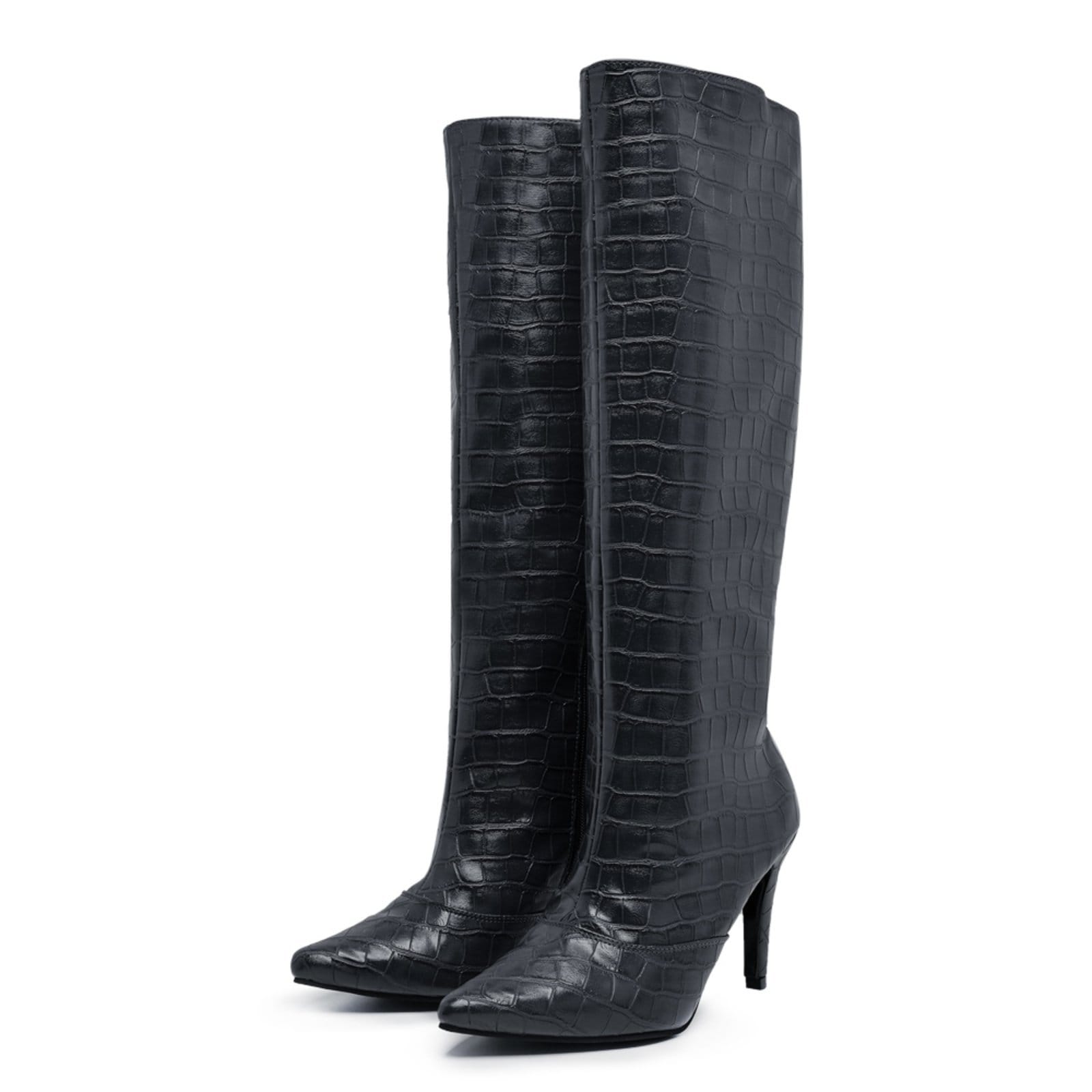 Bota Feminina Salto Fino Cano Alto 1715 Craquelê