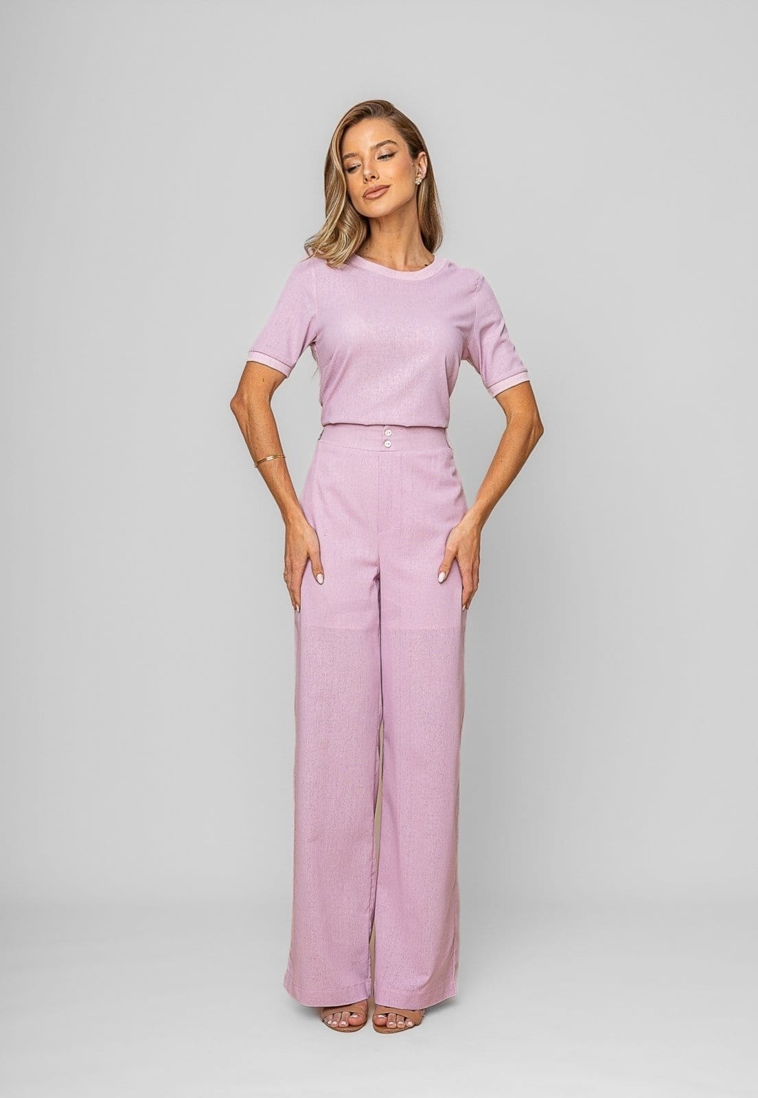 Vista 2 Calça Reta Lisa Alfaiataria Salvatore Salvatore Fashion rosa