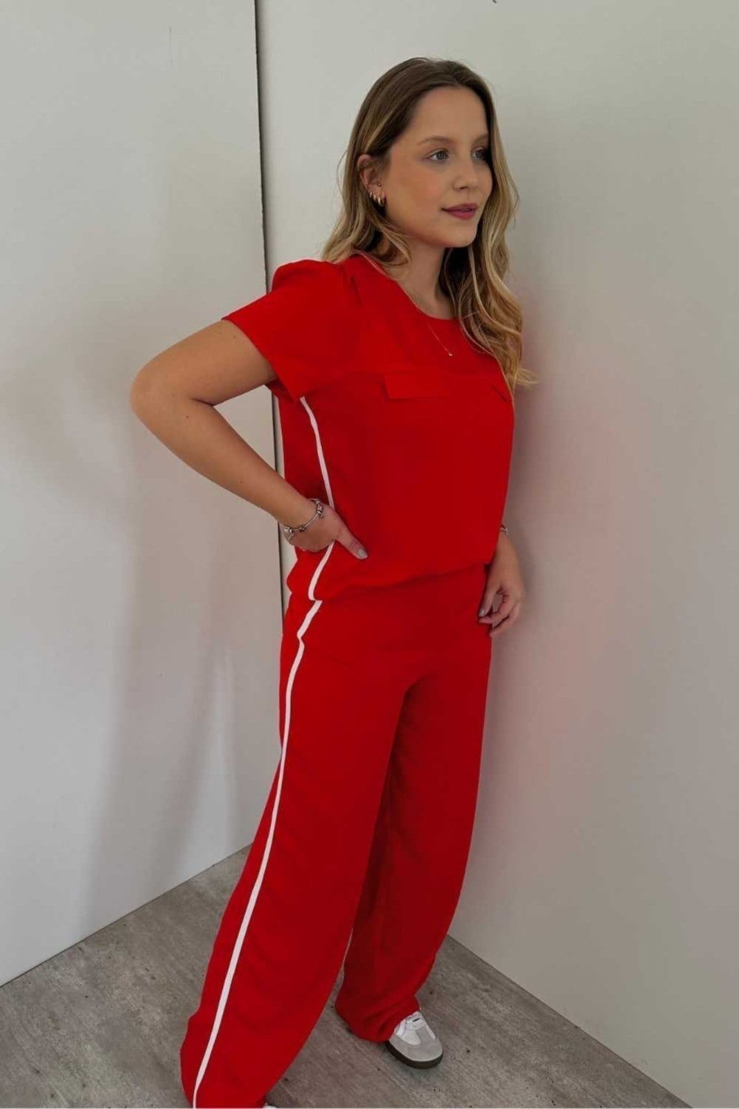 Vista principal Calça Vanibele Track Vermelha Vanibele vermelho