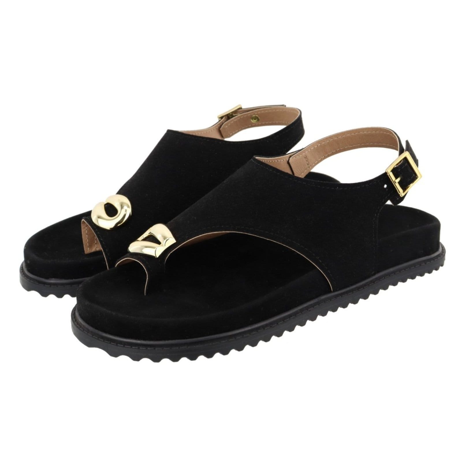 Sandália Papete Feminina Lançamento Dedo Camurça Preta