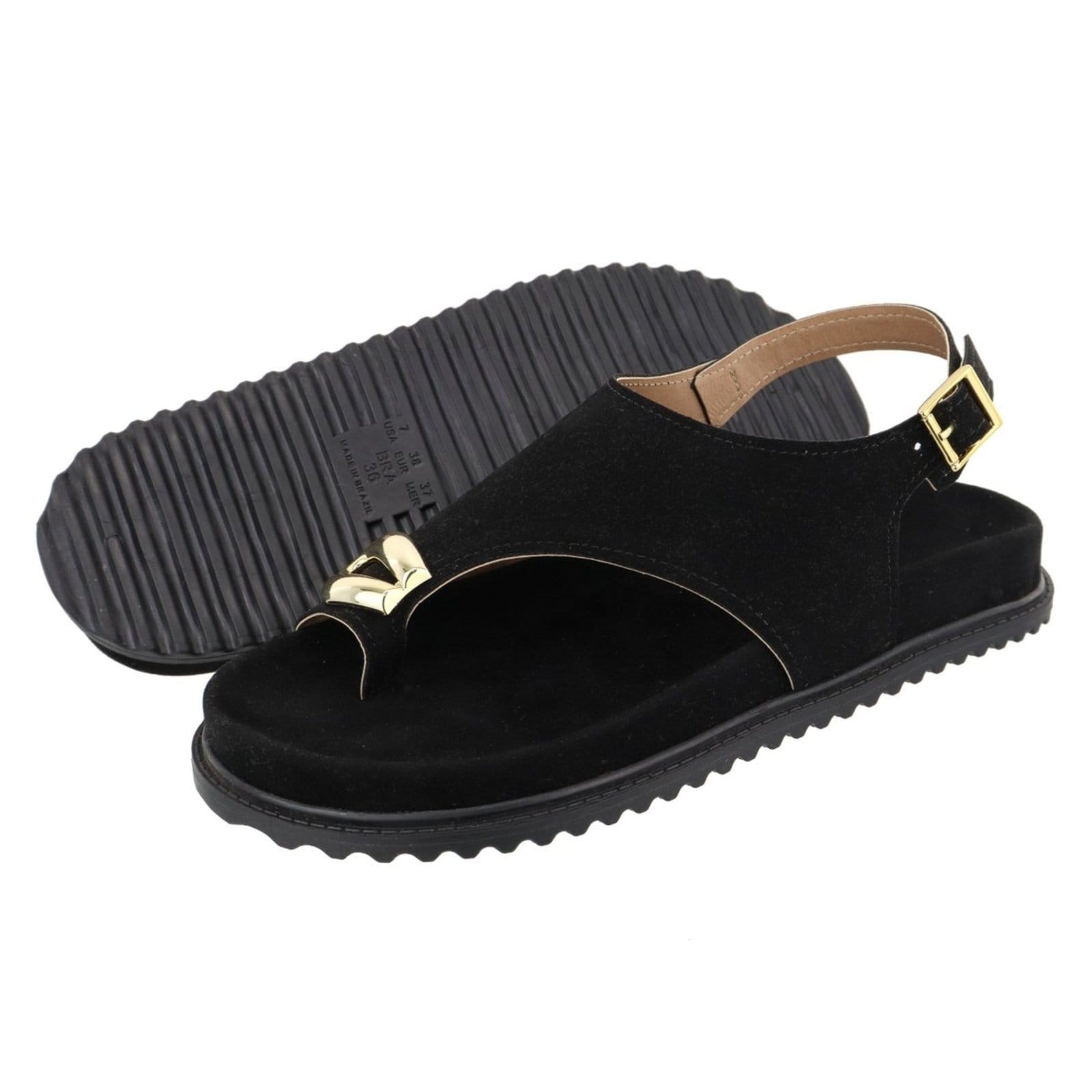 Sandália Papete Feminina Lançamento Dedo Camurça Preta - 2