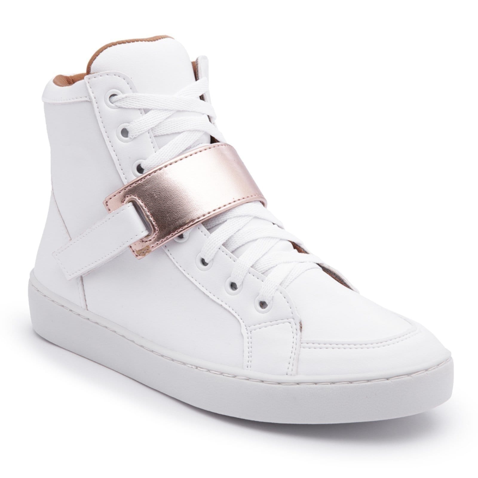 Vista 2 Tênis Cano Alto Fitness Casual Nine4 Estiloso Dourado Nine4 branco