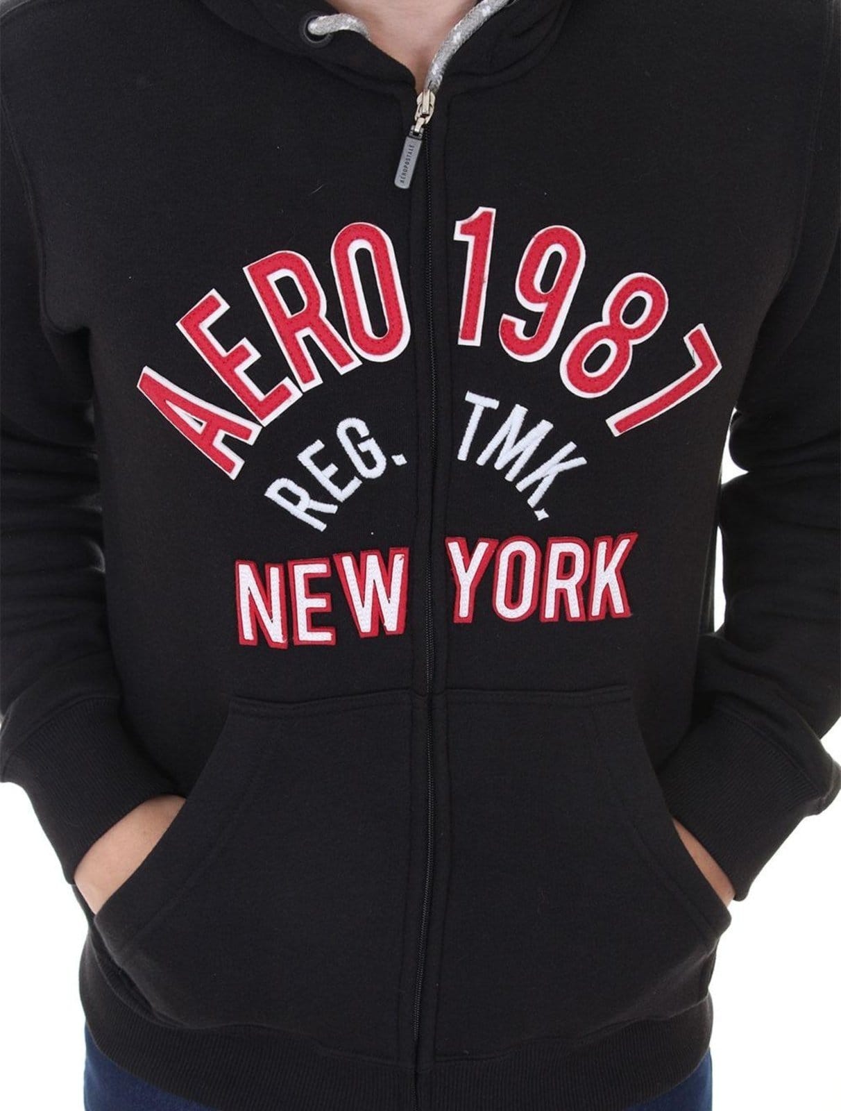 Vista 2 Moletom Aeropostale Masculino Hoodie 1987 Reg TMK New York Aeropostale preto