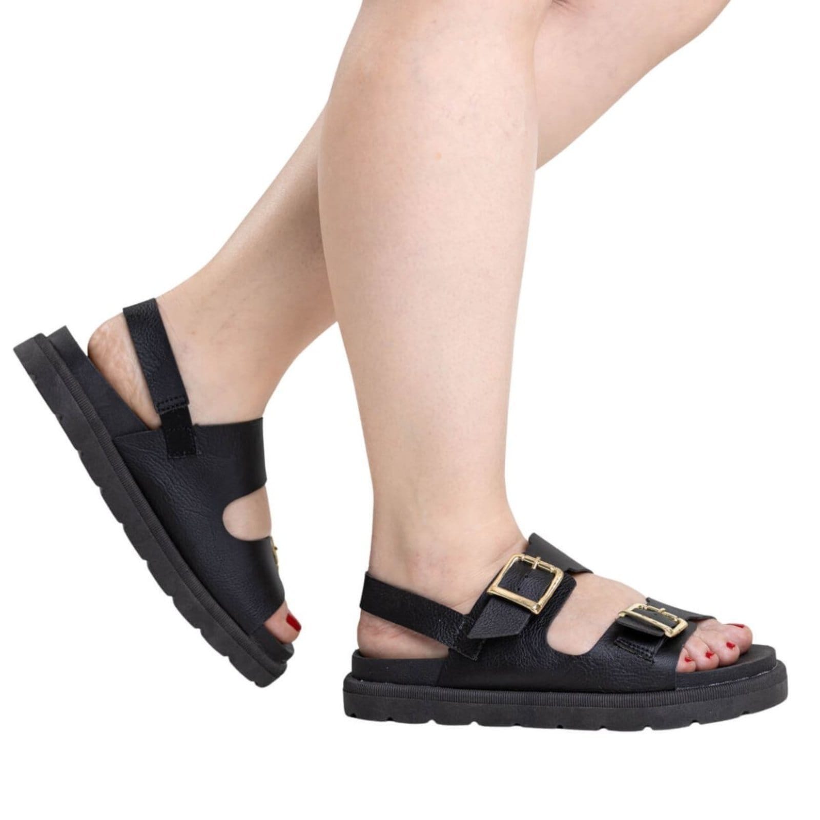 Vista 2 Sandália Papete Feminina Fivela Confortável Estilosa Dia a Dia Via Angel 83.04 VIA ANGEL preto