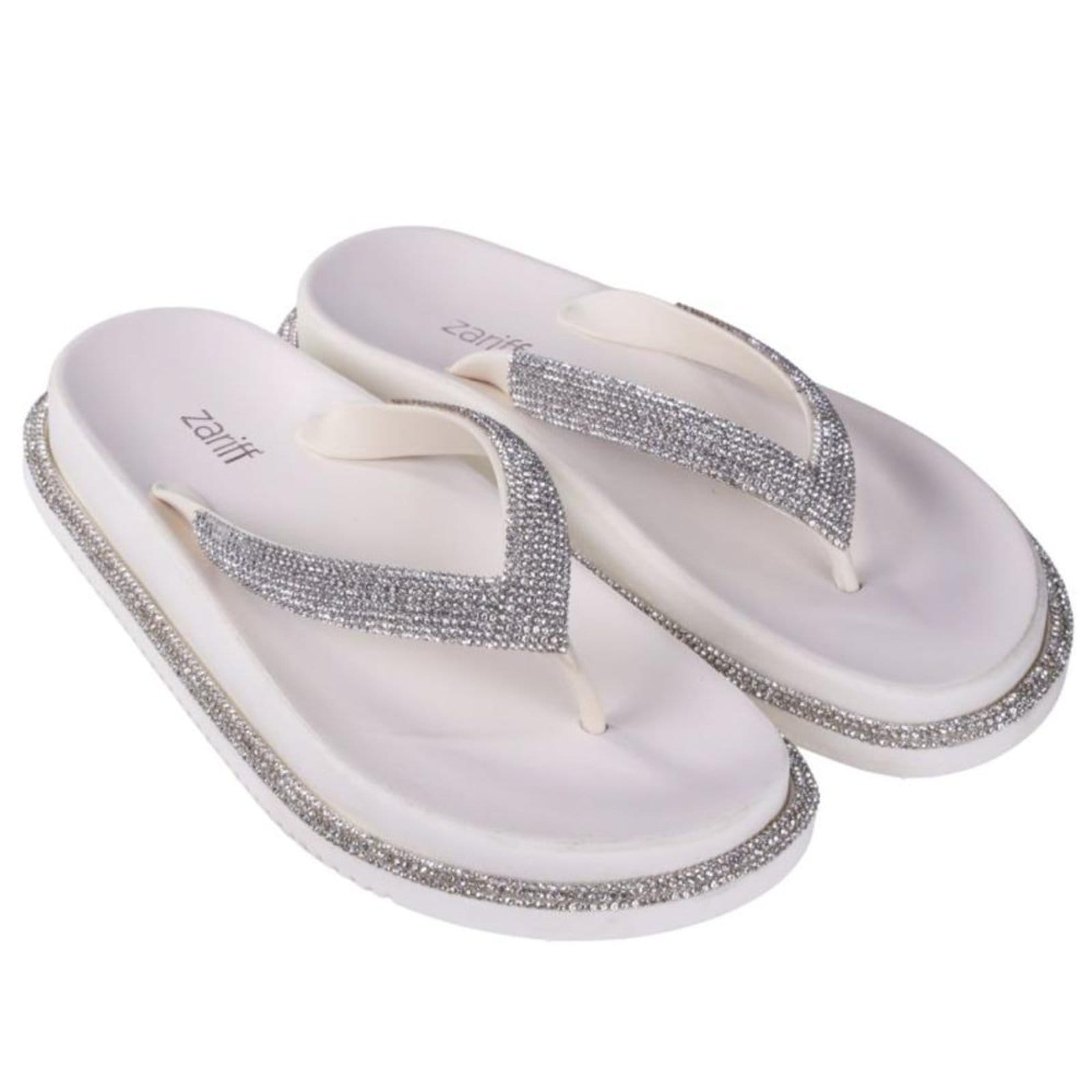 Vista 2 Chinelo Zariff Feminino Strass Amm02 Off White Off-white Zariff off-white white