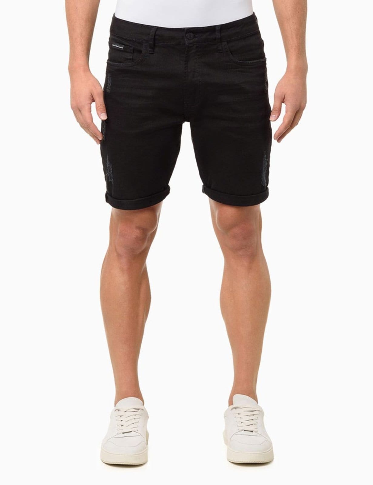 Bermuda de Sarja Masculina Com Stretch e Barra a Fio Calvin Klein Jeans