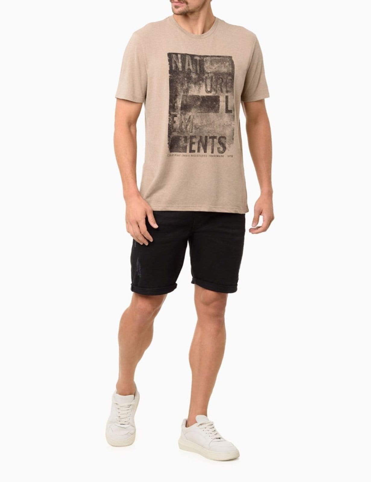 Vista 2 Bermuda de Sarja Masculina Com Stretch e Barra a Fio Calvin Klein Jeans Calvin Klein Jeans preto