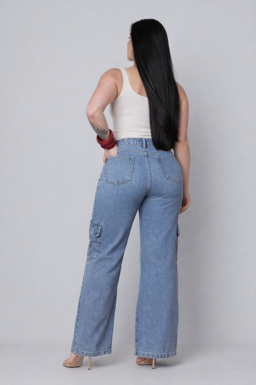 Vista 2 Calça Jeans D Bell Outlet Fashion Wide Leg Azul Claro D BELL OUTLET FASHION jeans azul