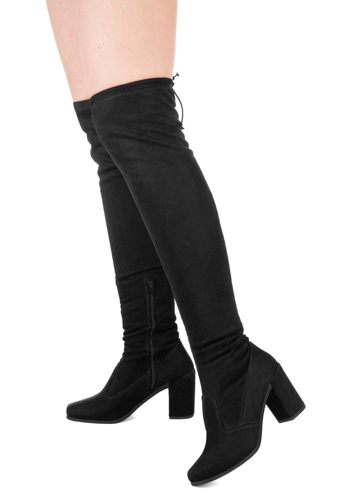 Vista 2 Bota Cano Alto GigiL Over The Knee Salto Alto Camurça Sued Stretch Gigil preto