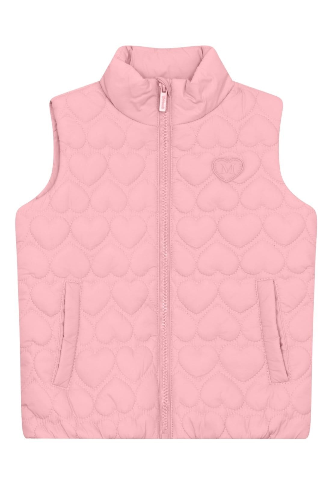 Vista 2 Infantil - Colete puffer menina de corações Mundi Brandili Mundi rosa