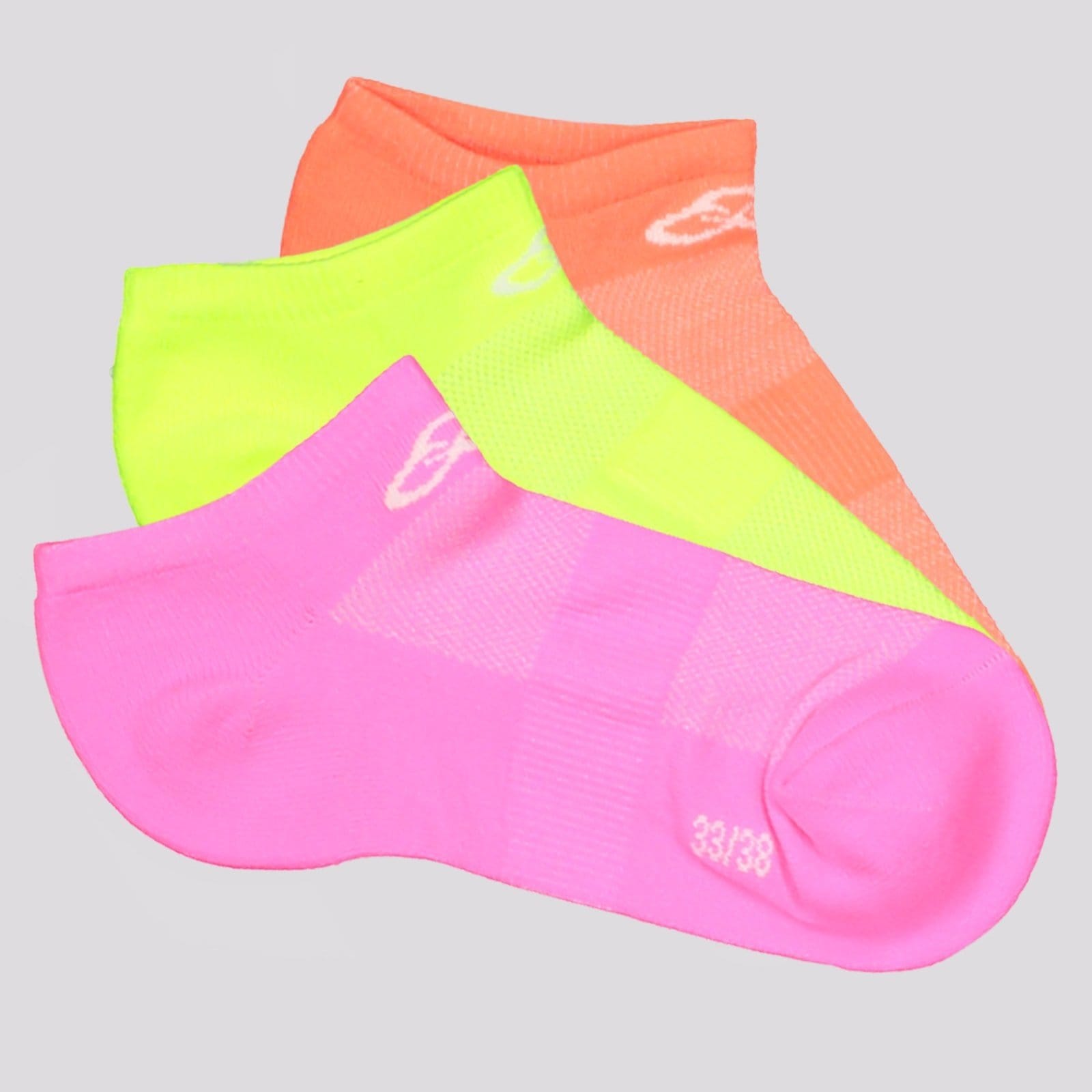 Vista principal Kit 3 Pares de Meias Olympikus Cano Invisível Feminino OLYMPIKUS neon