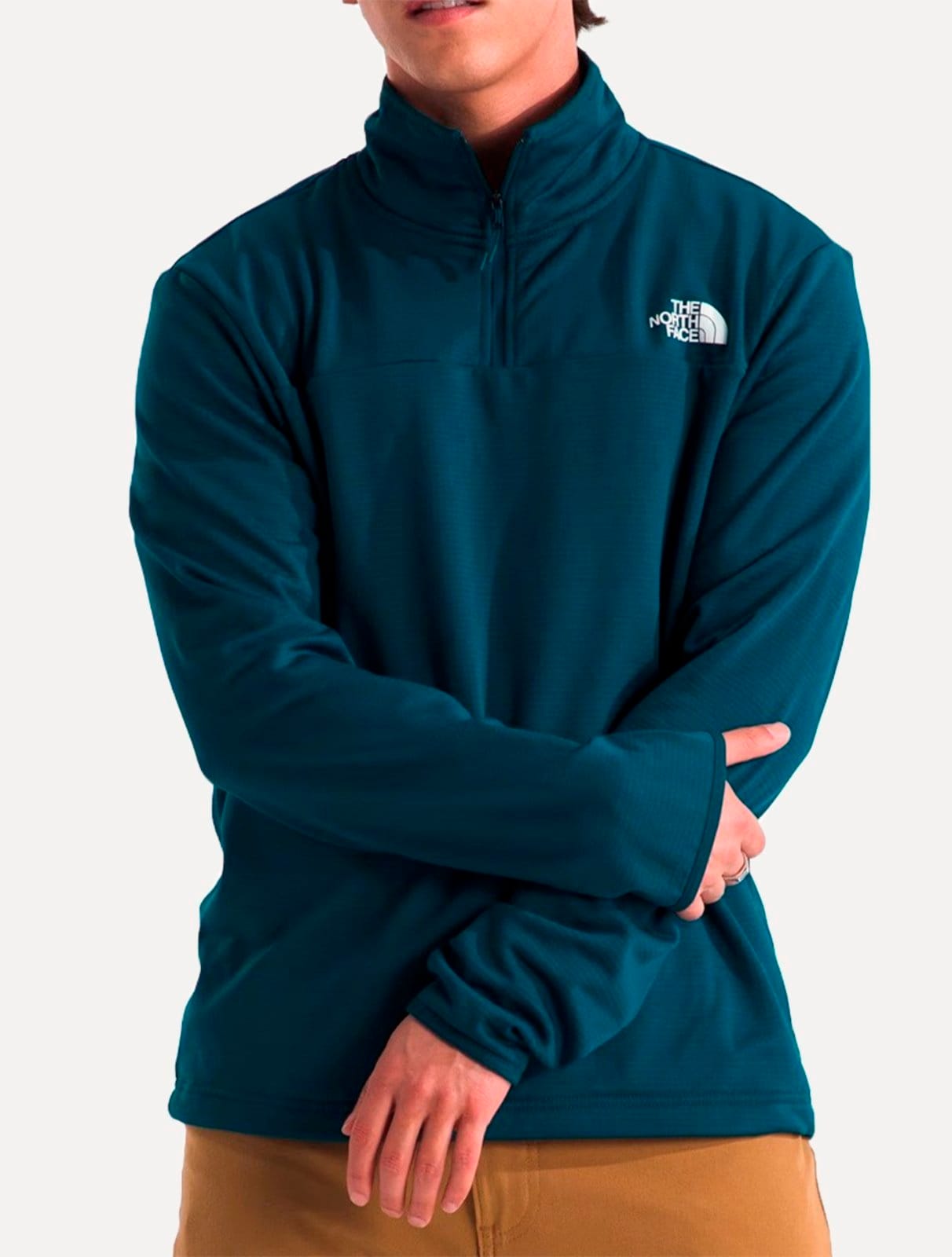 Vista 2 Blusa The North Face Masculina Pulover Cedar Trail Grid Fleece 1/4 ZIP Petróleo The North Face azul