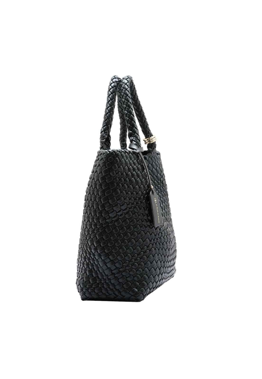 Vista 2 Kit Bolsa Feminina + Necessaire Chenson Original Tressê Elegance Mão 3485003 Chenson preto