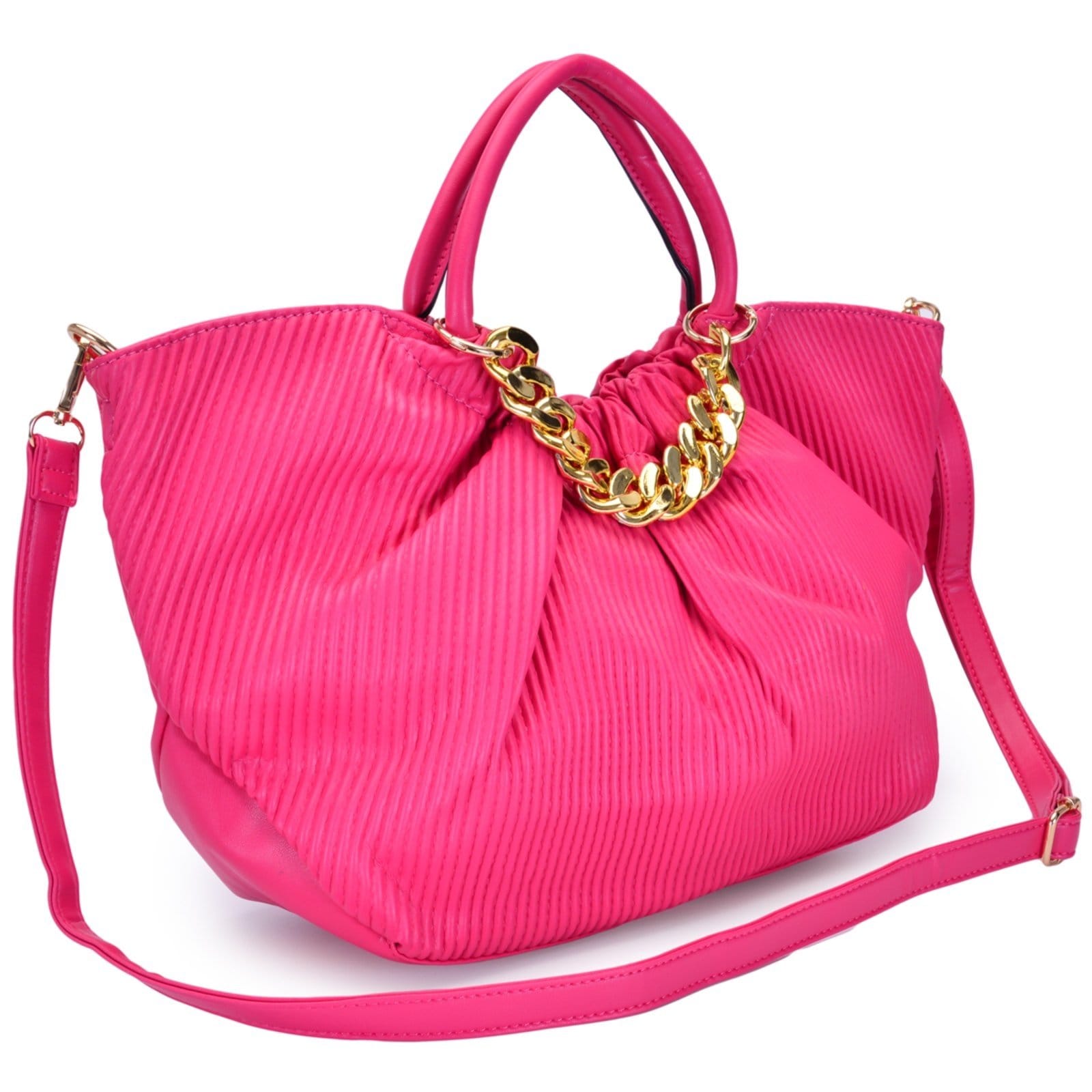 Vista 2 Bolsa Feminina Grande Saco Sacola Transversal de Ombra Alça de Mão e Regulável Rute Paula pink