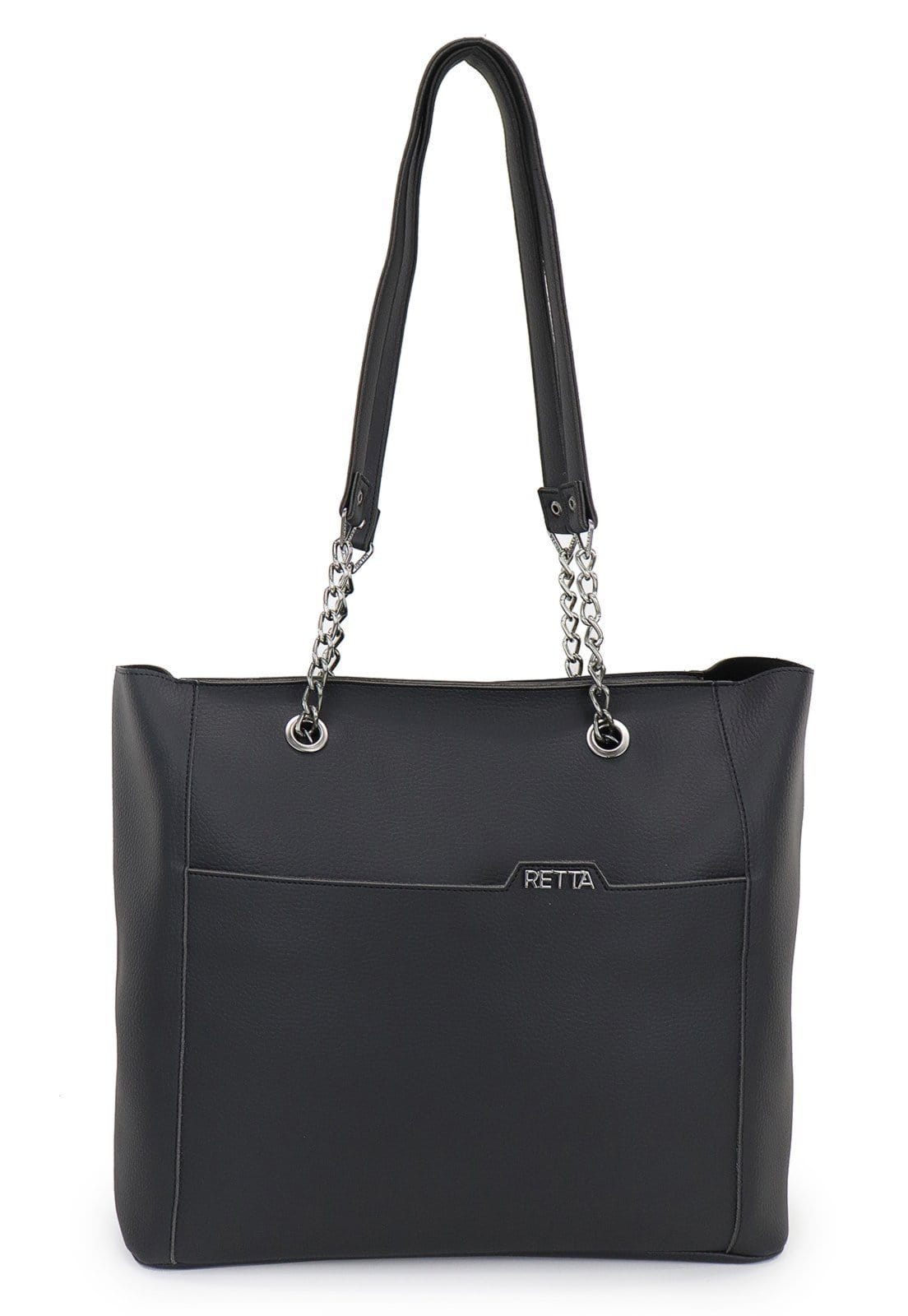 Vista 2 Bolsa Saco Grande Ombro e Mão Retta Oficial Preta Retta Oficial preto