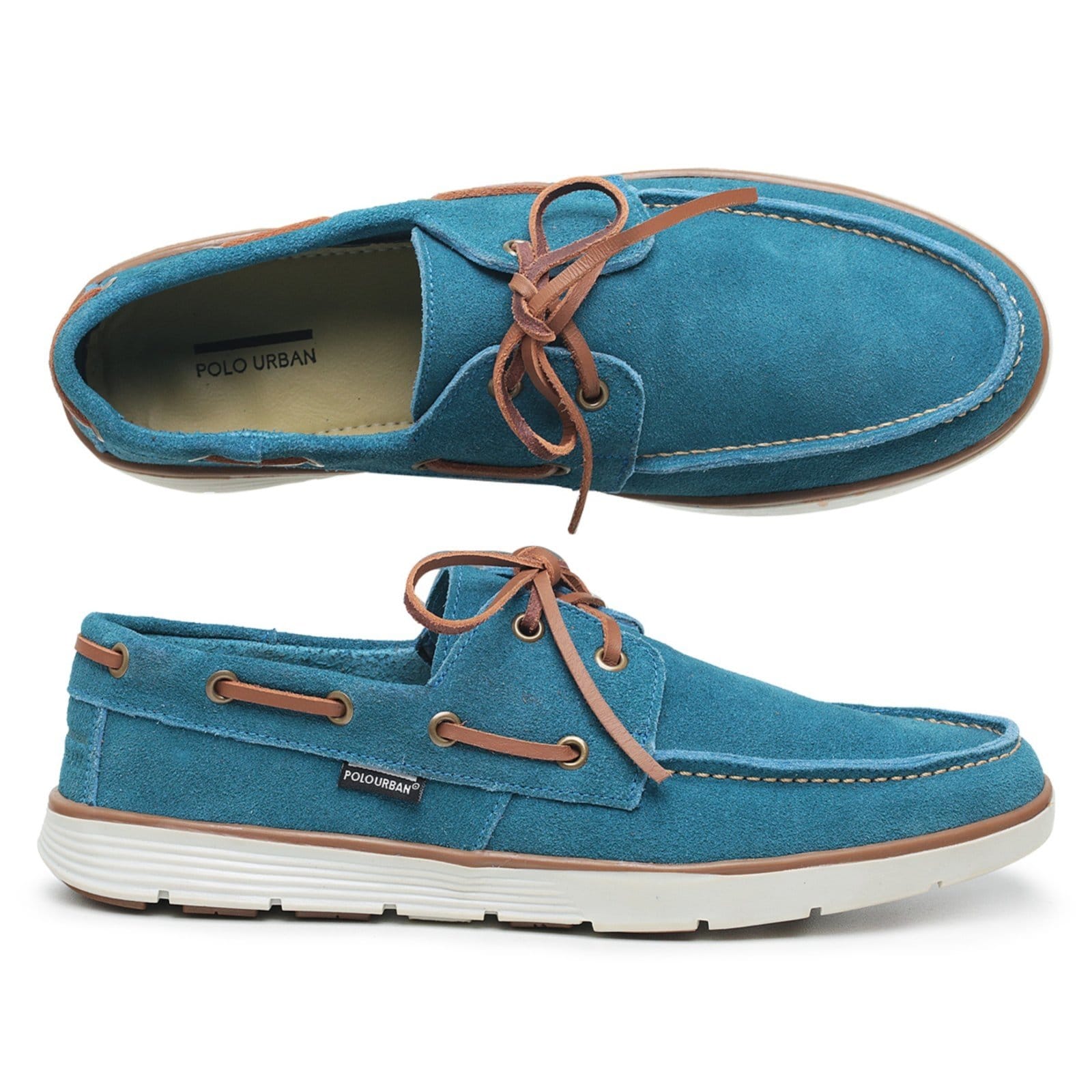 Vista 2 Mocassim Masculino Dockside Verão Couro Azul Turquesa Lavini Shoes azul marinho