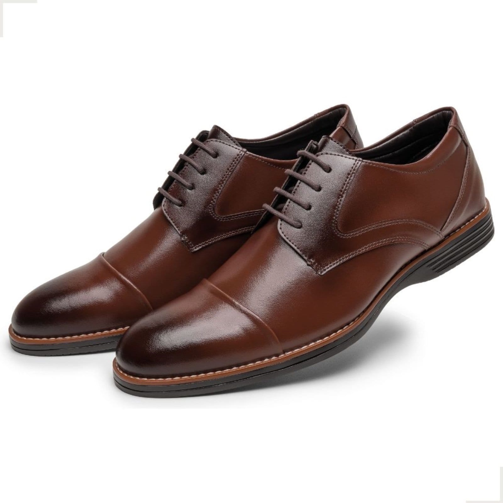 Vista 2 Sapato Oxford Social Masculino Brogue com Cadarço Whisky Bia Ramos marrom