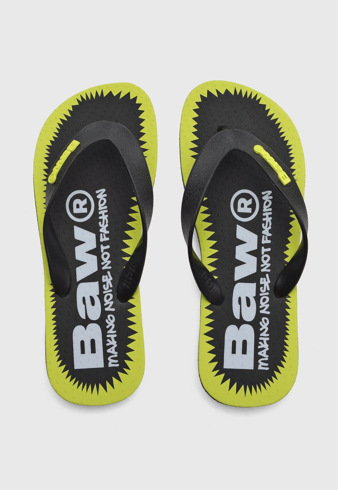 Vista principal Chinelo Masculino BAW Noise Preto e Amarelo Neon BAW preto neon