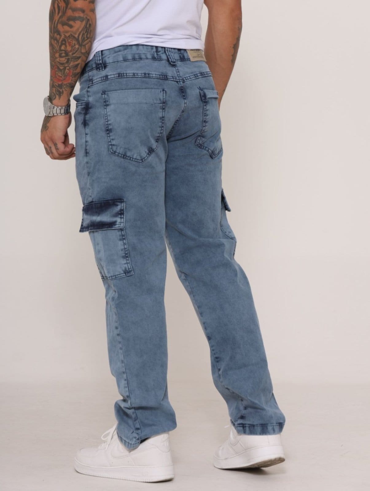 Vista 2 Calça Cargo Masculina Loka Manchada Jeans Loka azul/jeans