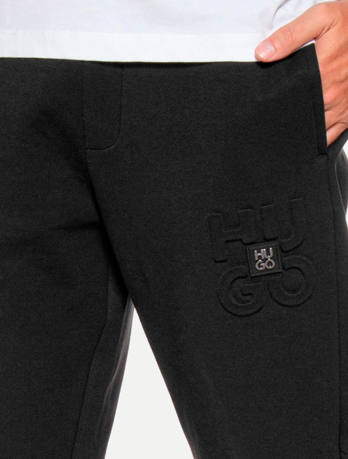 Vista 2 Calça Hugo Boss Masculina Moletom Regular Debospant Preta Hugo Boss preto