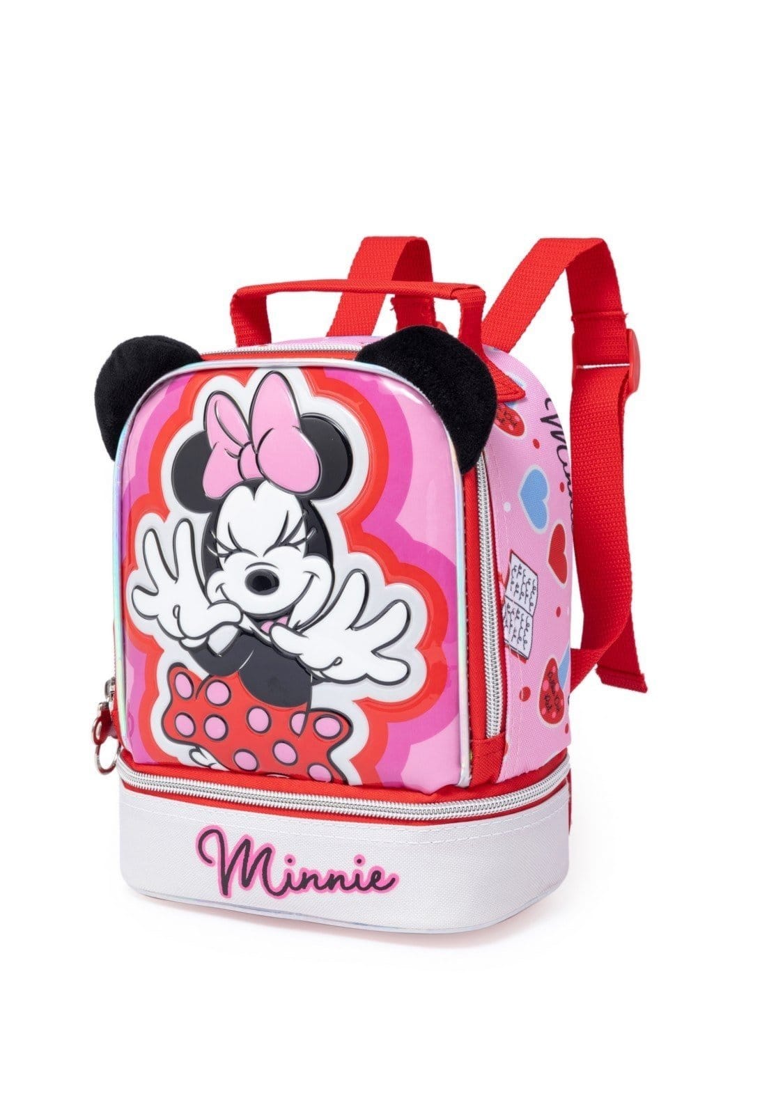 Vista 2 Infantil - Kit Mochila Lancheira Minnie Feminina Resistente Disney rosa