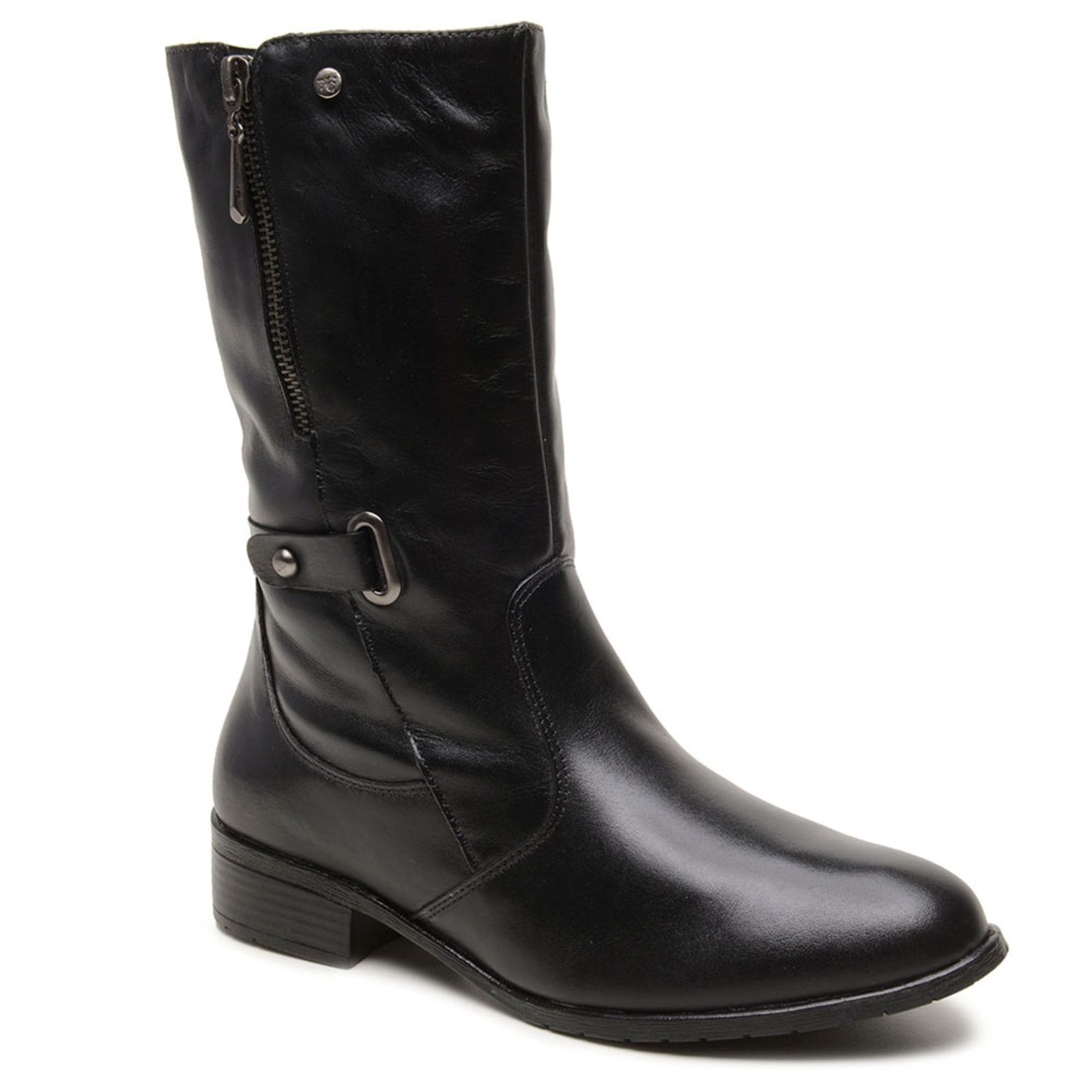 Bota Feminina Cano Alto Couro Legítimo Moda Inverno Zíper Lateral Salto Bloco Cano 20cm Leve Confortável