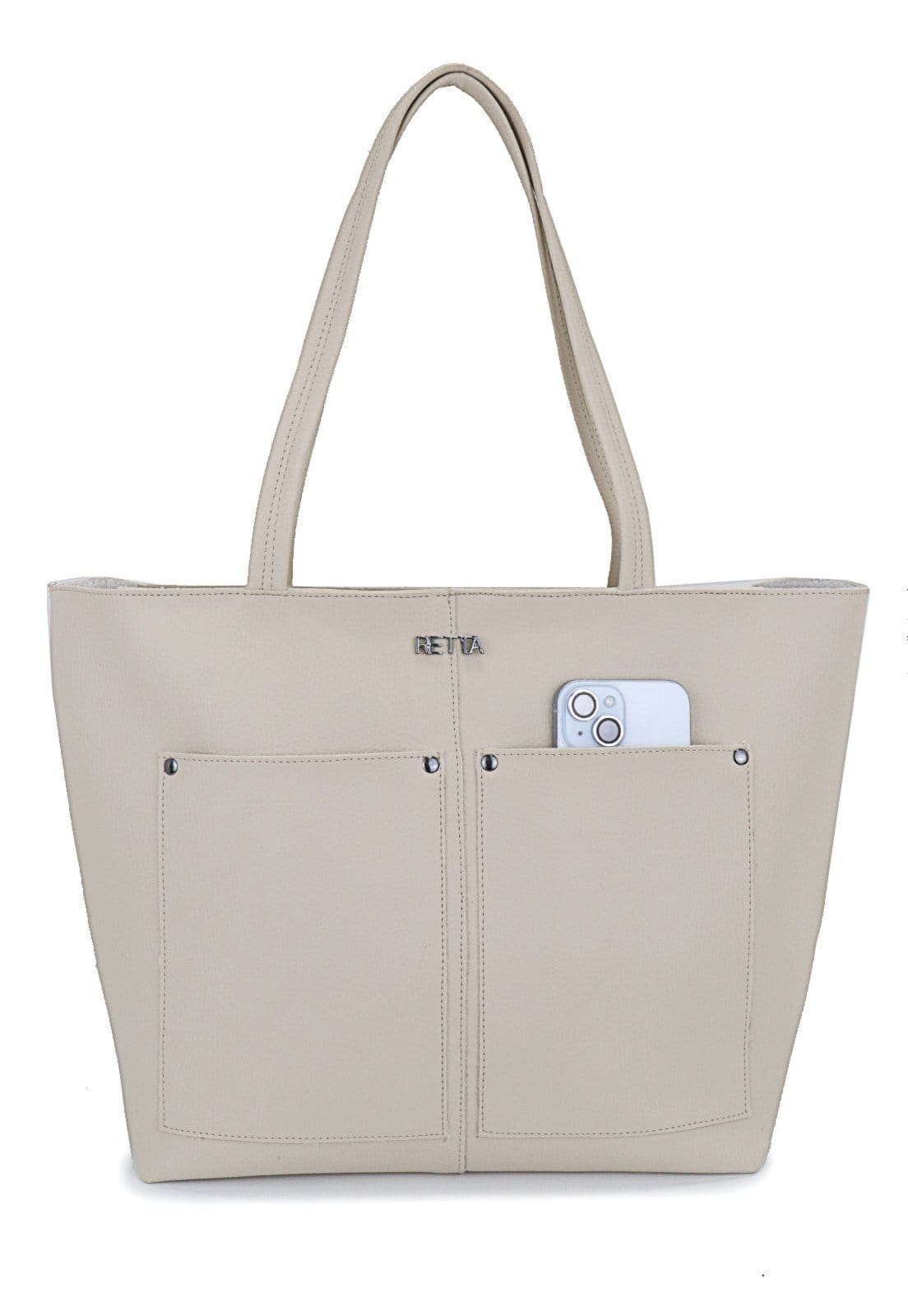 Vista principal Bolsa Feminina Grande Para Faculdade ou Trabalho Alça Tiracolo e Ombro Espaçosa Retta Oficial Marfim Retta Oficial off-white