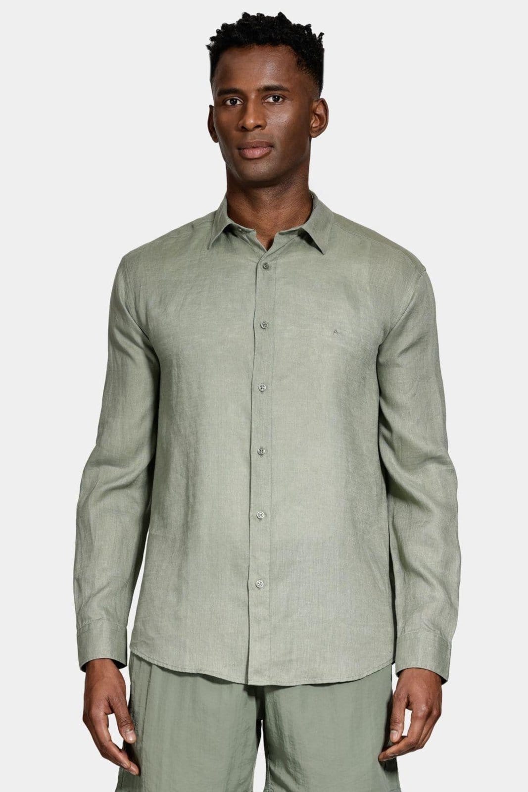 Vista 2 Camisa Aramis Manga Longa Slim em Linho Irlandês Aramis verde