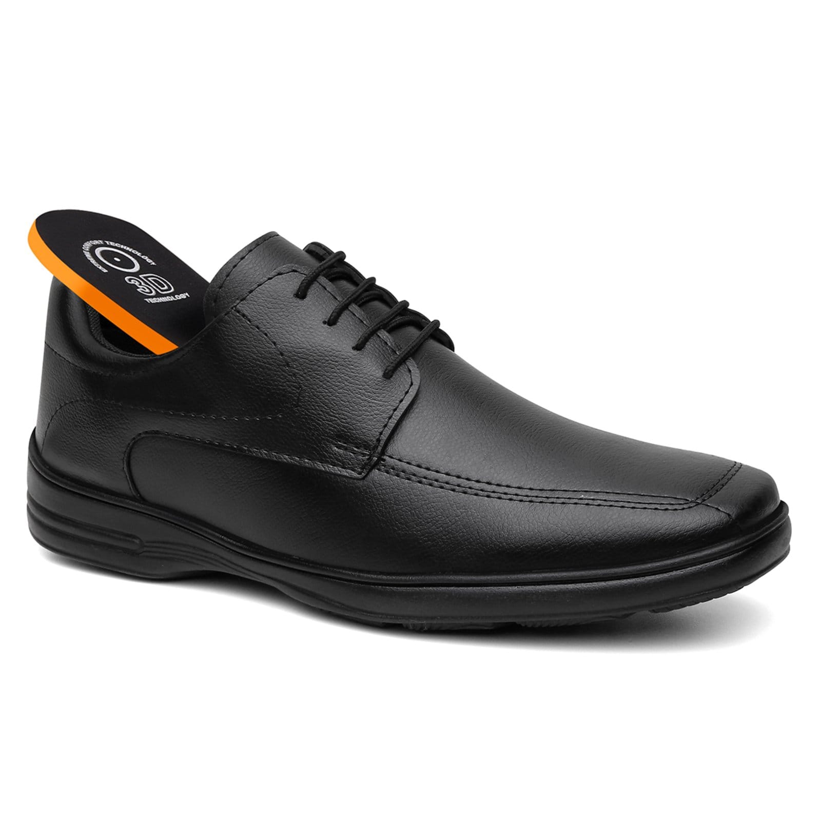 Vista 2 Sapato Social Masculino Cadarço Conforto Oxford Santa Rosa preto