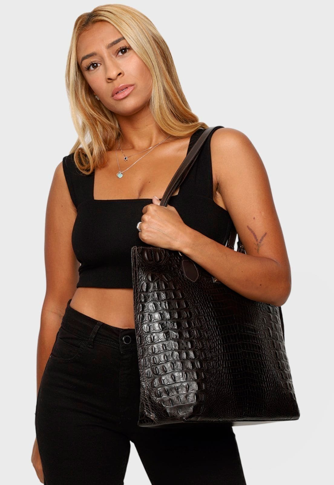 Vista principal Bolsa Shopper Couro Mariart 5200MRT Mariart café