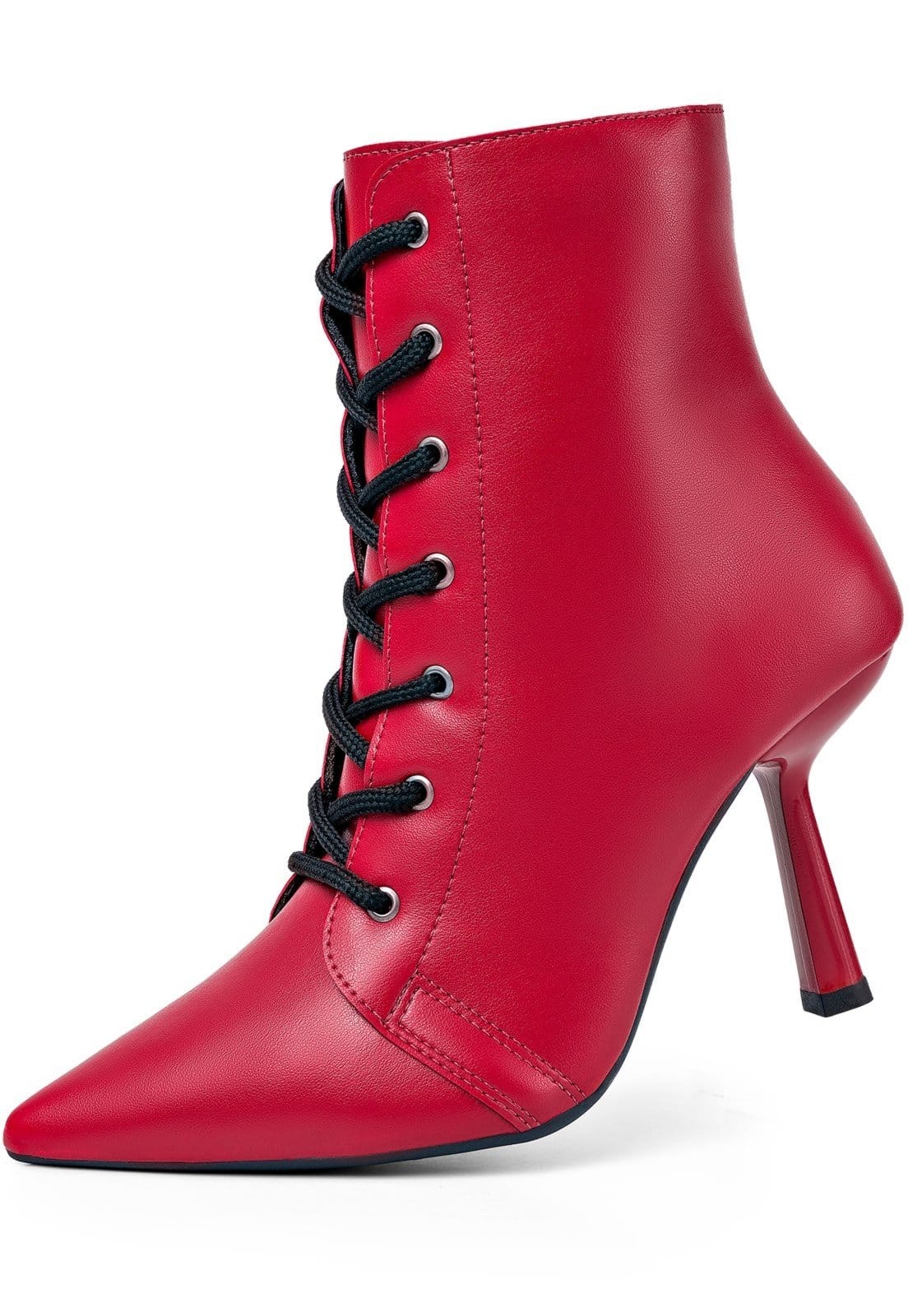 Bota Feminina Coturno Salto Bico Fino Lumiss Cano Curto Confortável Marsala