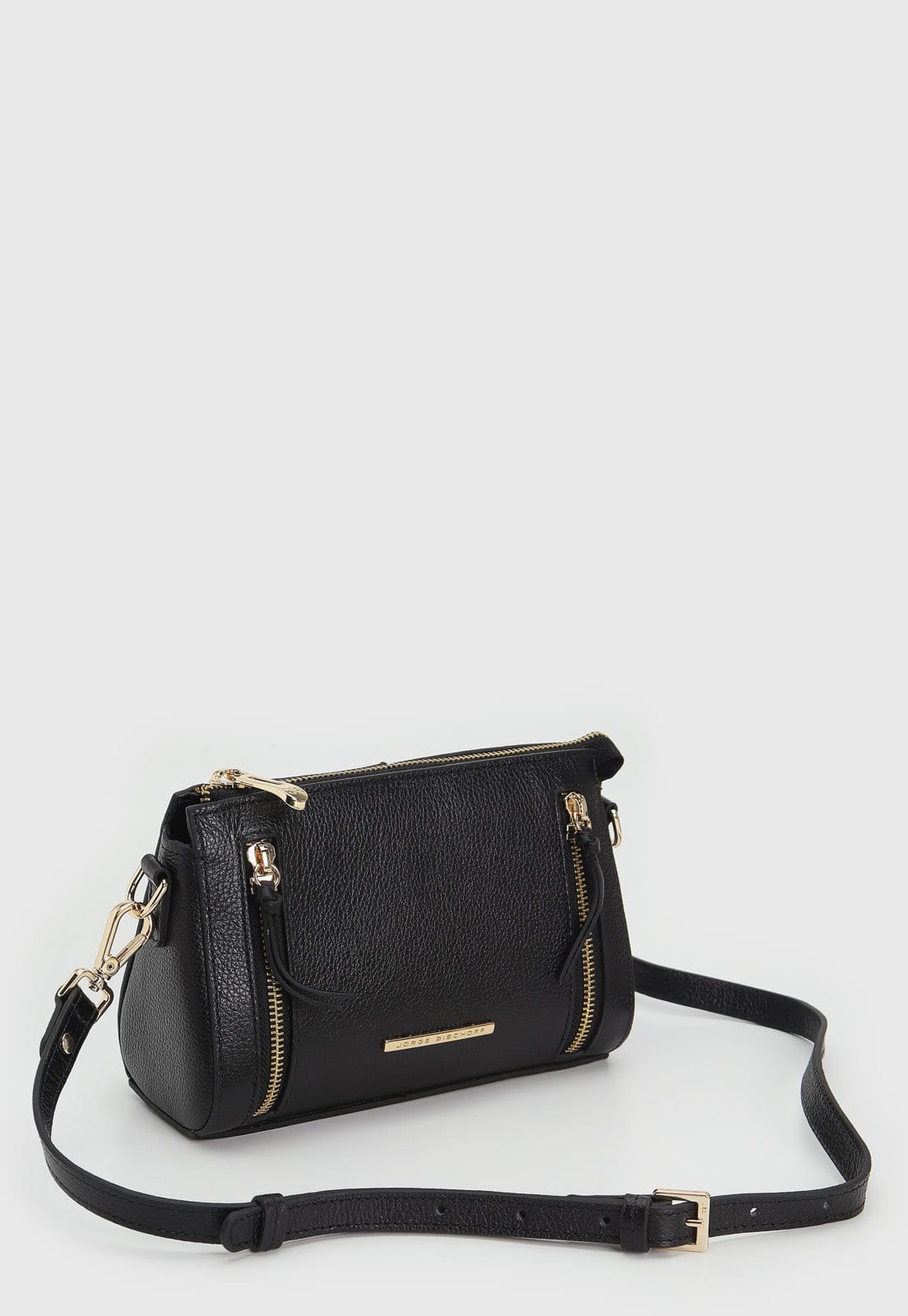 Vista 2 Bolsa Tiracolo Jorge Bischoff Alça Ajustável Preta Jorge Bischoff preto