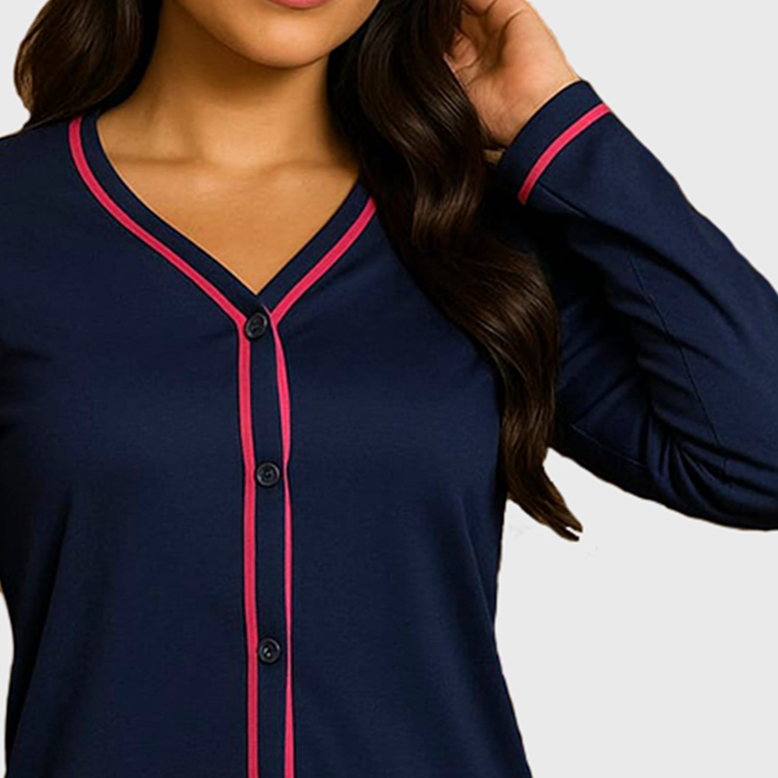 Vista 2 Pijama Blogueira Gabi Lingerie Manga Longa Feminino Confortável Moda Casual Básico Gabi Lingerie preto