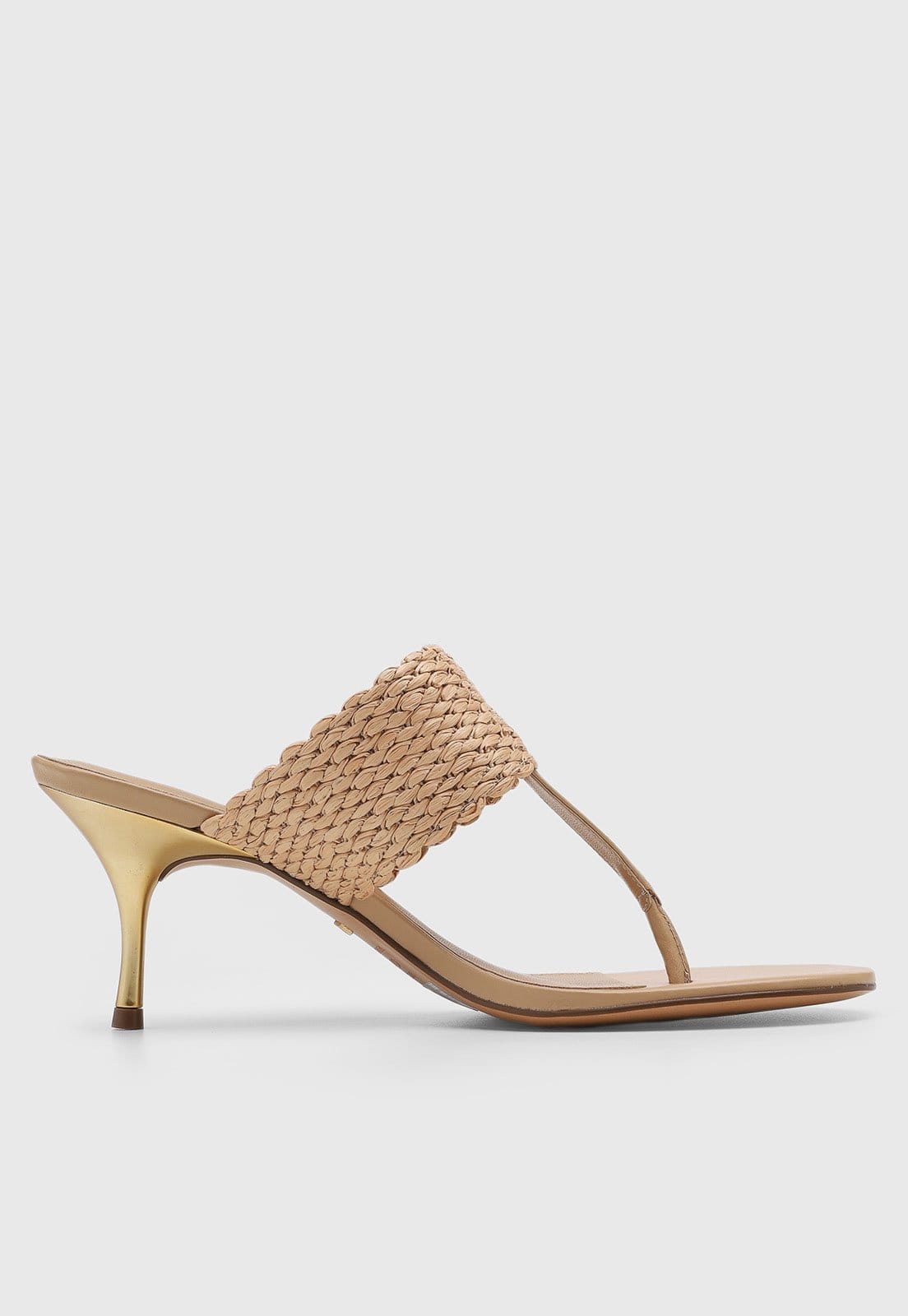 Vista 2 Sandália Feminina Arezzo Tramado Salto Fino Arezzo nude