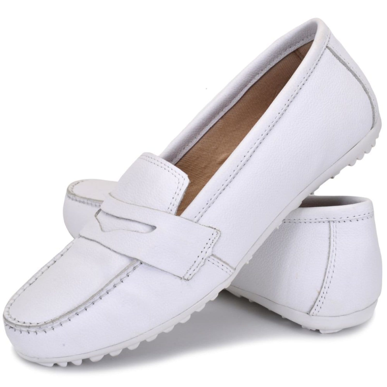 Mocassim Sapato Feminino Casual Couro Legítimo Comfort Para Profissionais da Área da Saúde