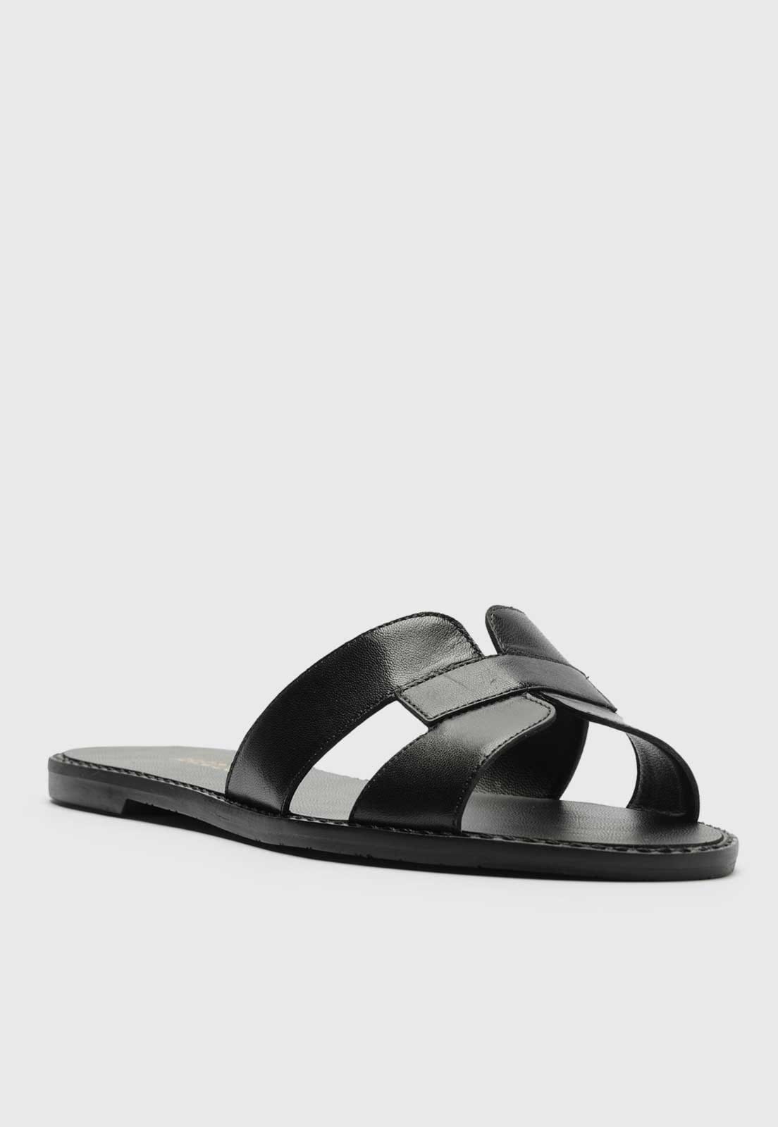 Vista 2 Rasteira Aberta Arezzo Tiras Largas Preta Arezzo preto