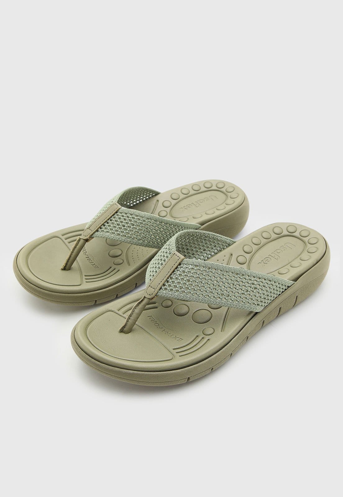 Vista 2 Chinelo Dedo Feminino Usaflex Tiras Texturizadas Usaflex verde