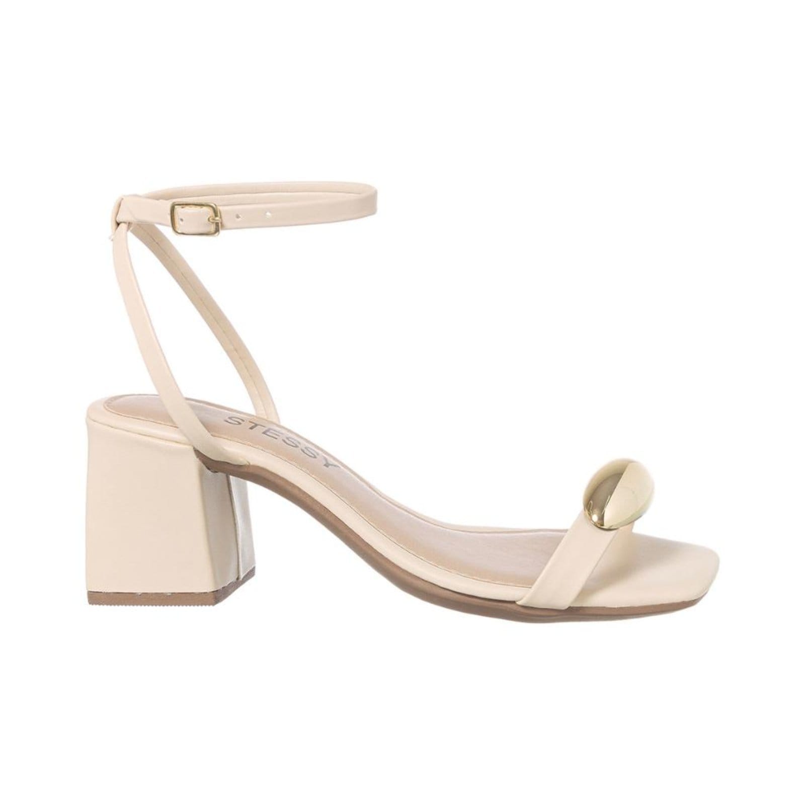 Vista 2 Sandália Feminina Casual Enfeite Metalizado Salto Baixo Moda Off White Stessy Shoes off-white white