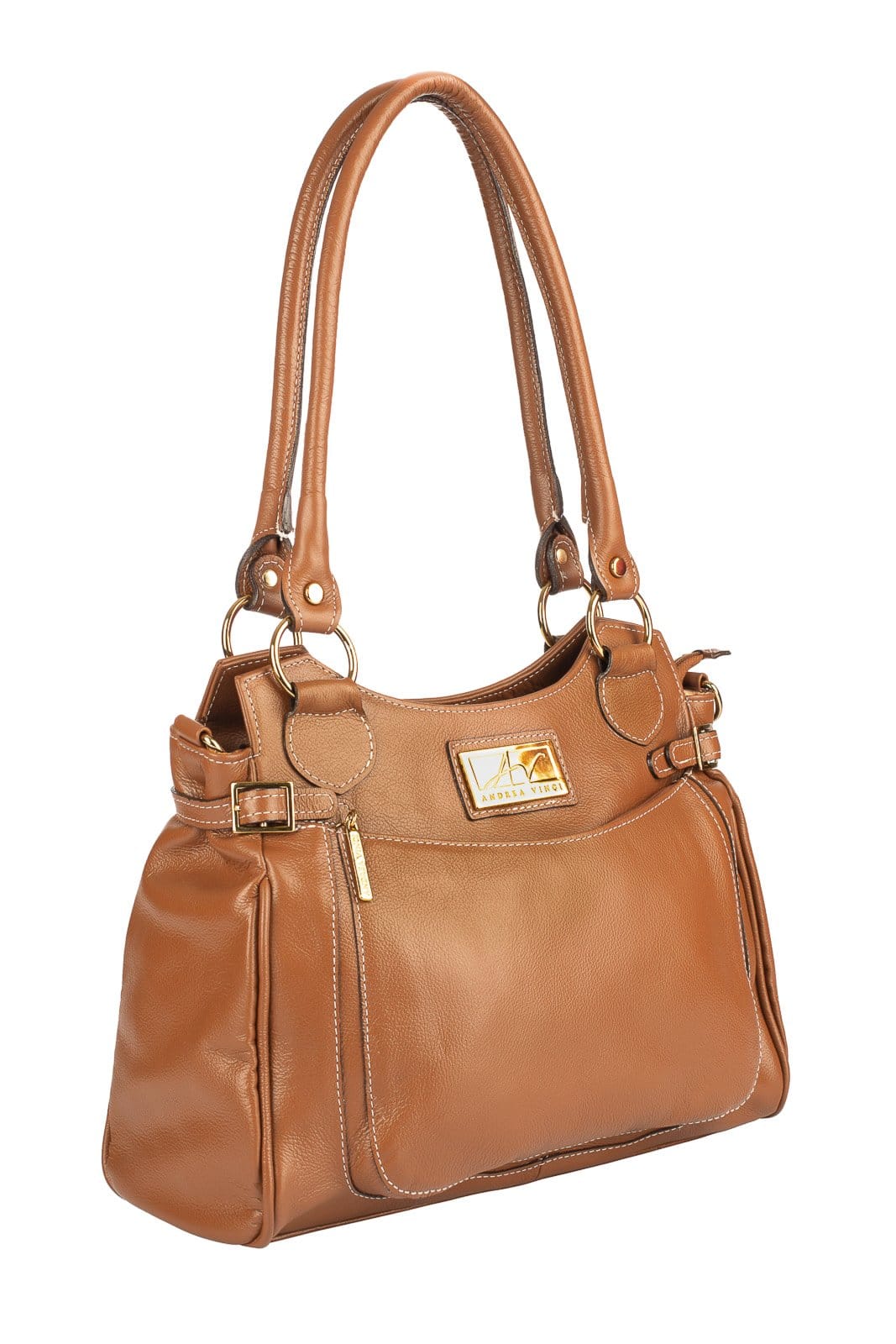 Vista 2 Bolsa Grande De Couro Lúcia Andrea Vinci caramelo