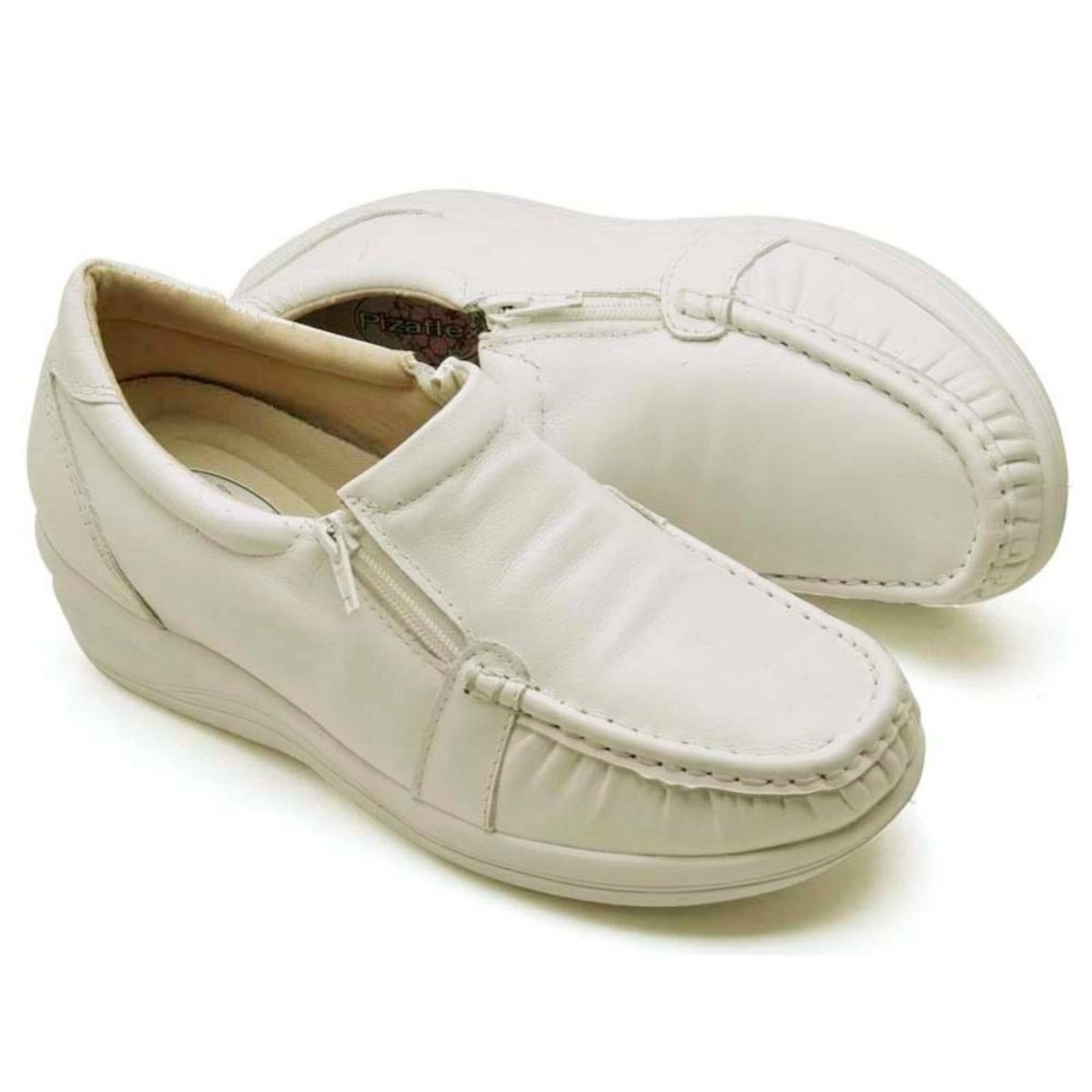 Vista 2 Sapato Mocassim Ortopédico Feminino Conforto em Couro 901 Yes Basic branco
