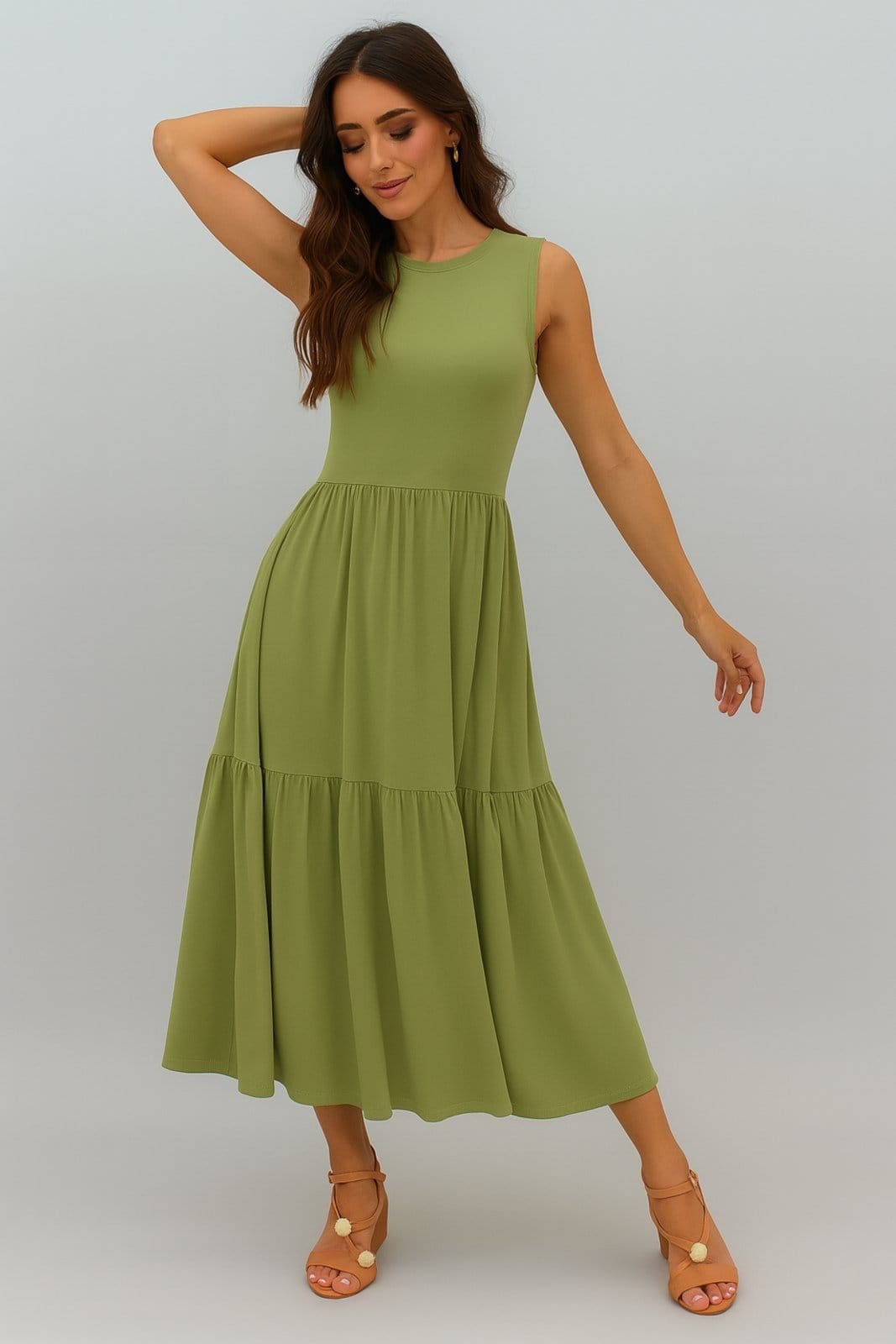 Vestido Midi Duas Marias Regata D Bell Outlet Fashion Verde