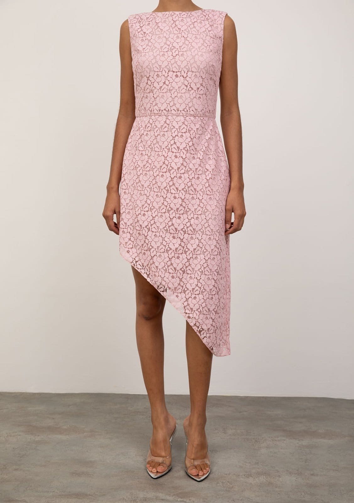 Vista 2 Vestido Iódice Ajustado Decote Canoa Sem Manga Midi IÓDICE rosa