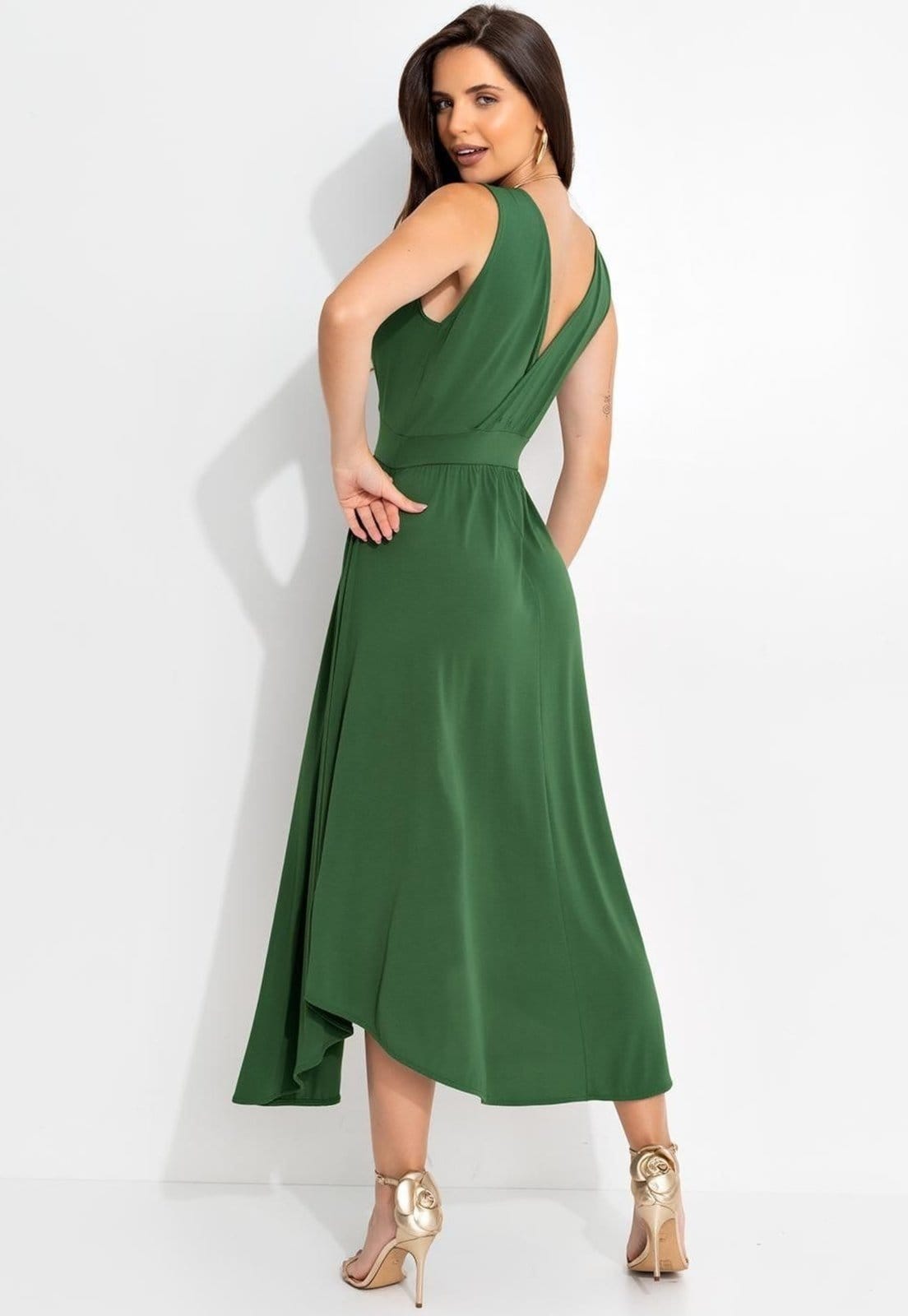 Vista 2 Vestido Em Malha De Viscose Oliva Quintess verde