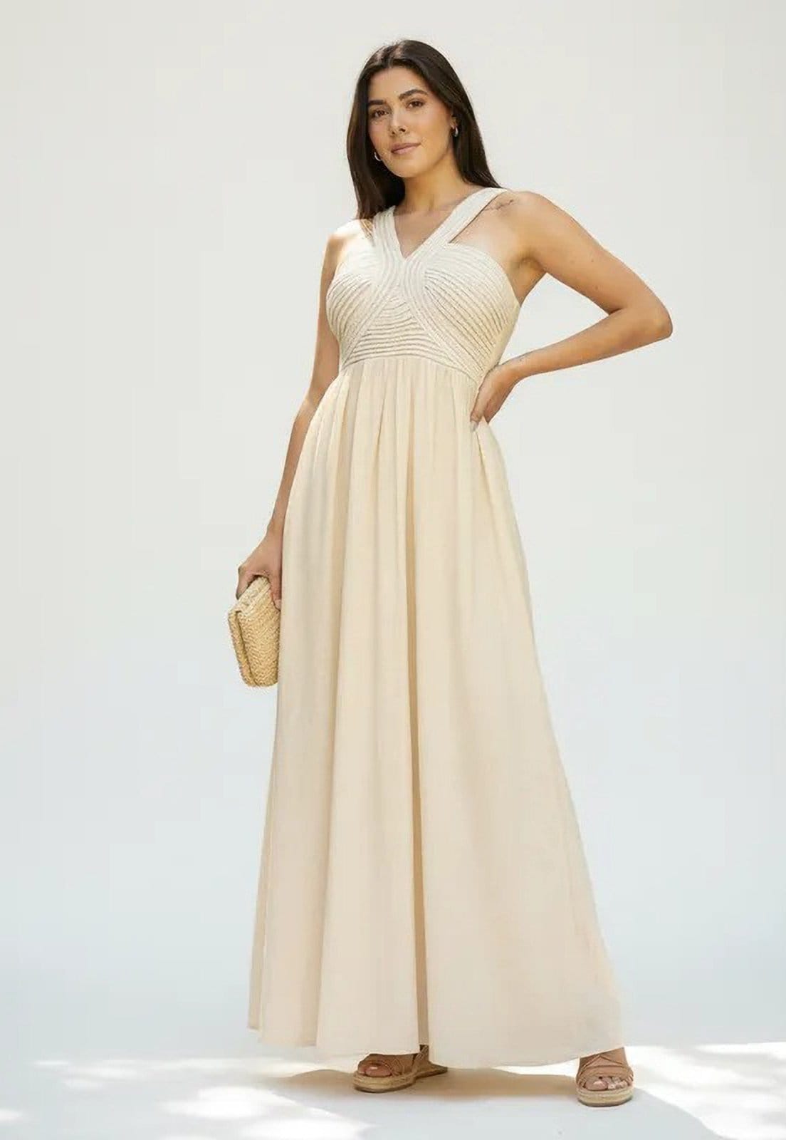 Vestido CabanaFree Alvorada Longo Areia Dourada