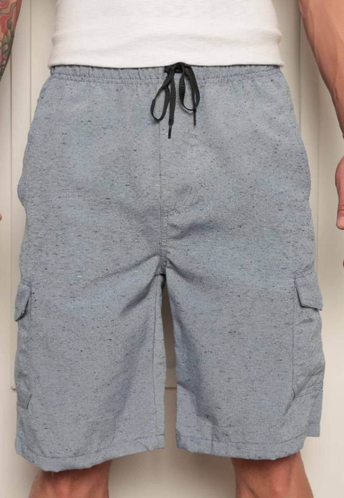 Bermuda Cargo de Sarja Masculina Avec Conforto e Praticidade com Elástico