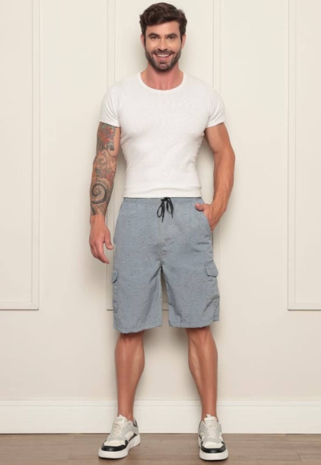 Bermuda Cargo de Sarja Masculina Avec Conforto e Praticidade com Elástico - 2