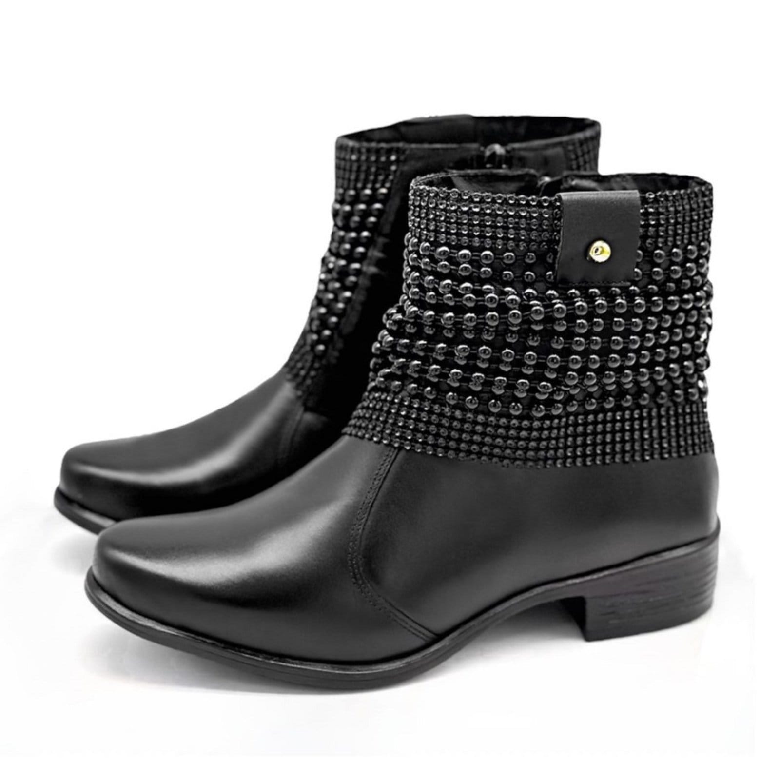 Bota Feminina Cano Curto Manta em Couro