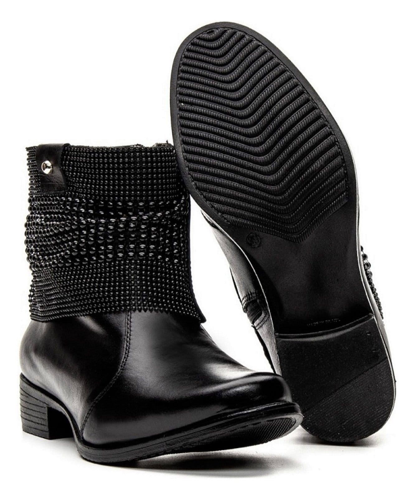 Vista 2 Bota Feminina Cano Curto Manta em Couro ZAFREM preto