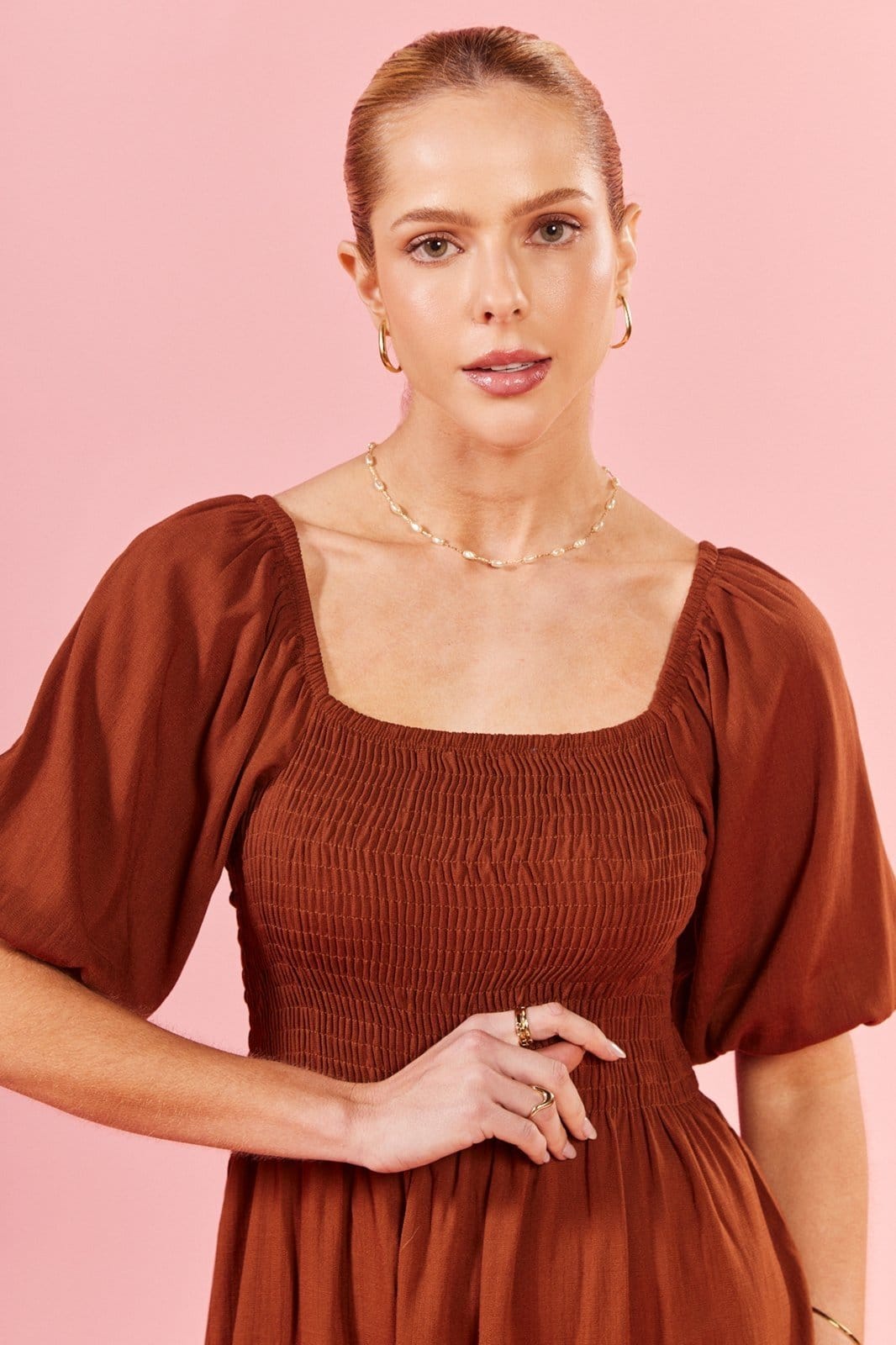 Vista 2 Vestido In Love Curto Gabriele In Love marrom