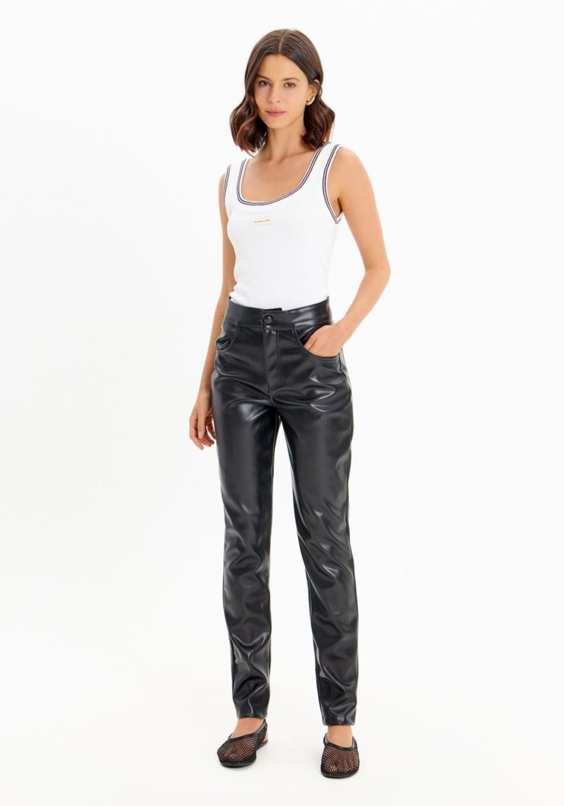 Calça Skinny Cintura Alta com Bolsos
